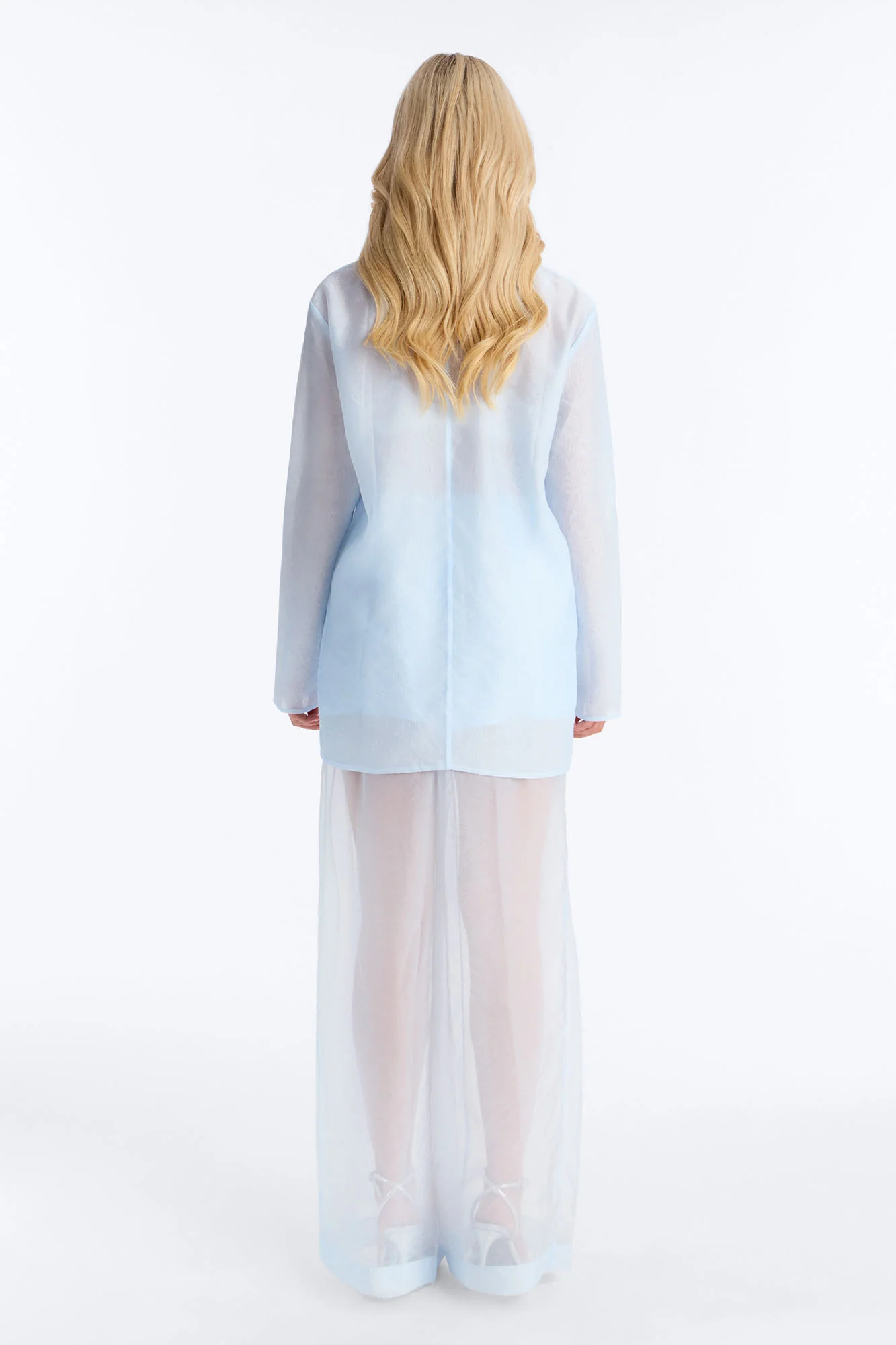 Blossom Organza Blazer - Light Blue - Image 4