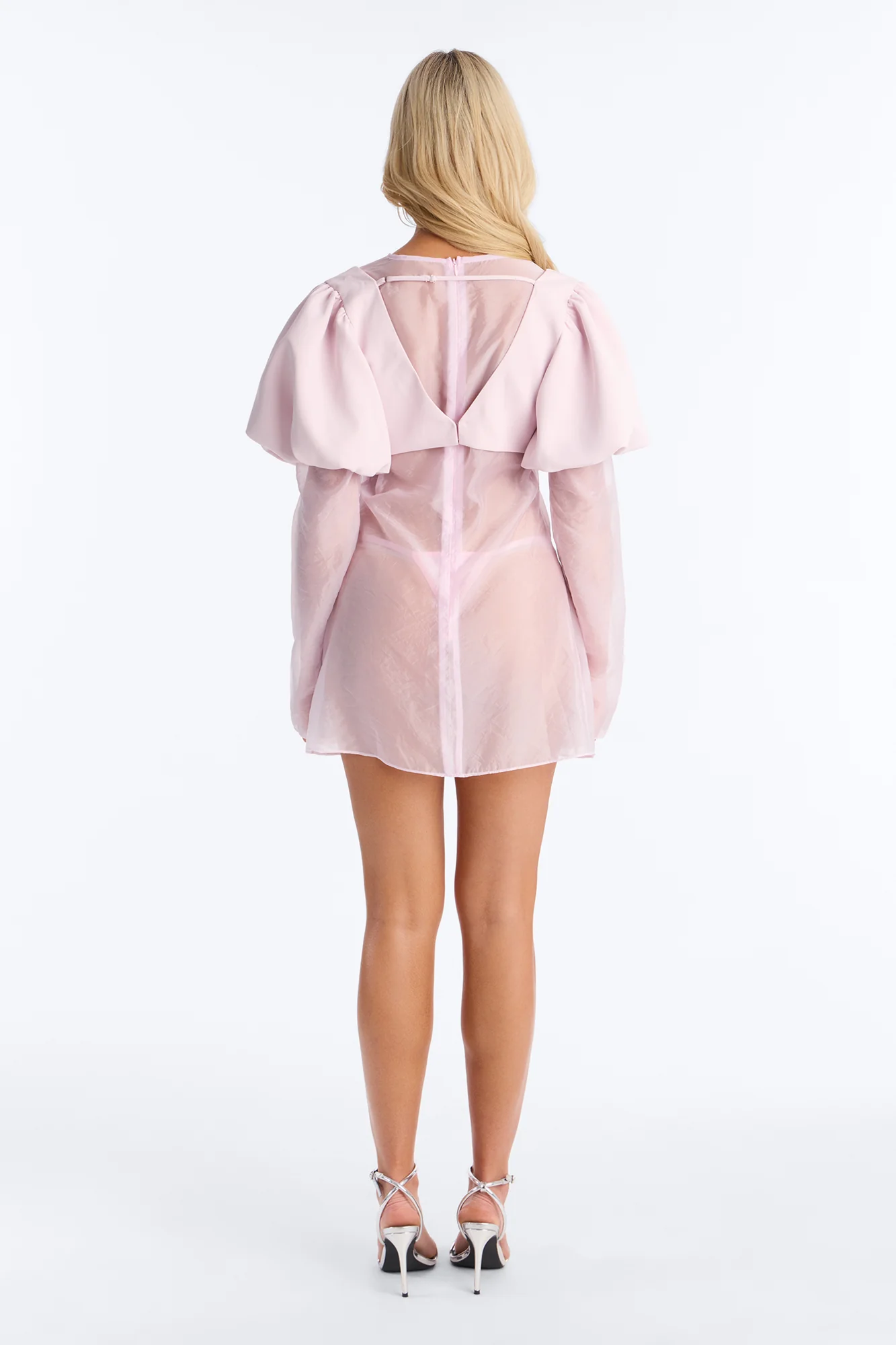Blossom Organza Mini Dress - Light Pink - Image 5