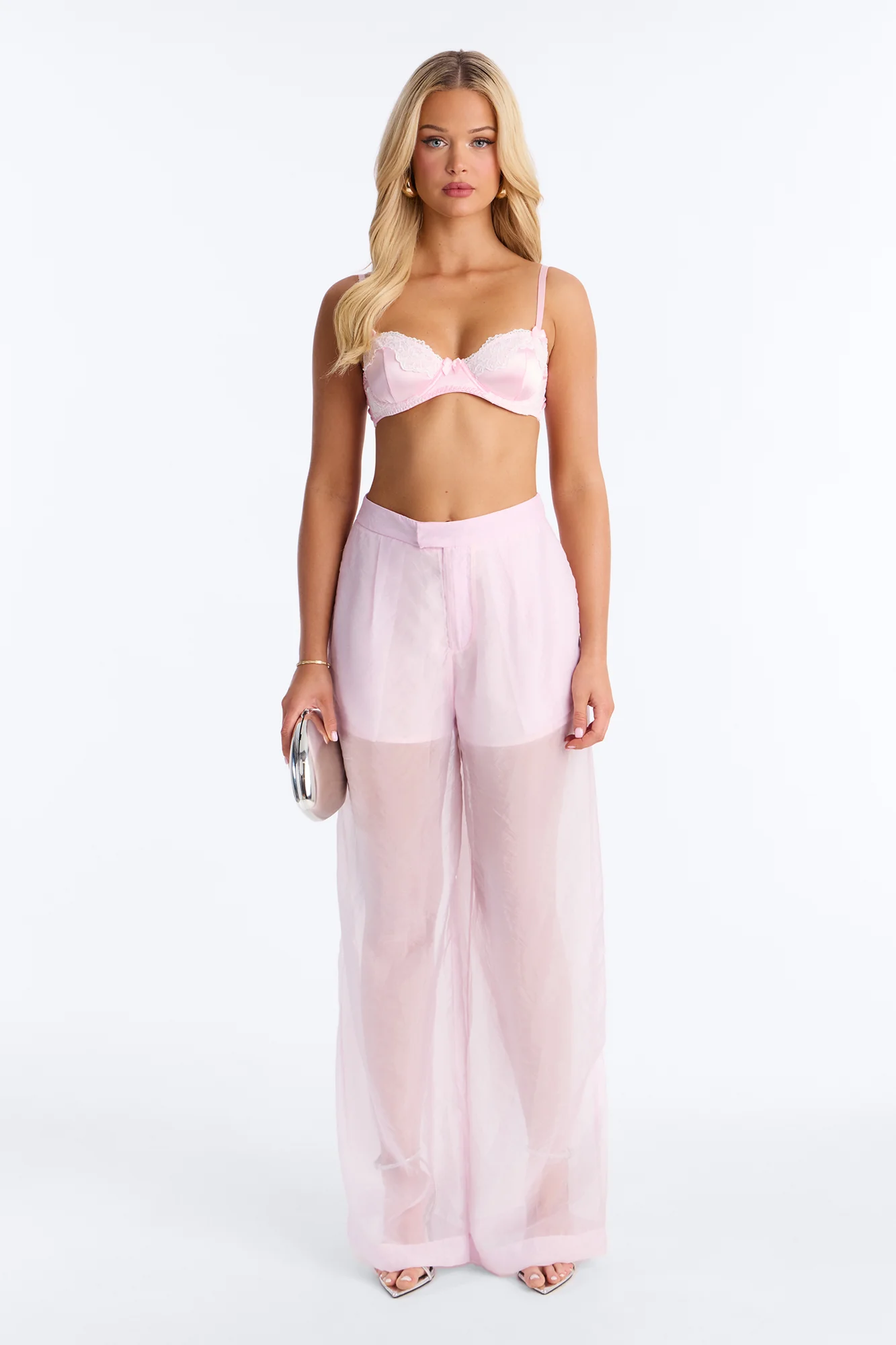 Blossom Organza Trousers - Light Pink - Image 2