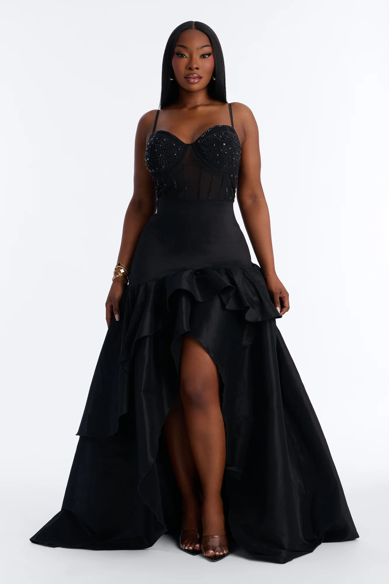 Blurred Memories Embellished Maxi Gown - Black - Image 5