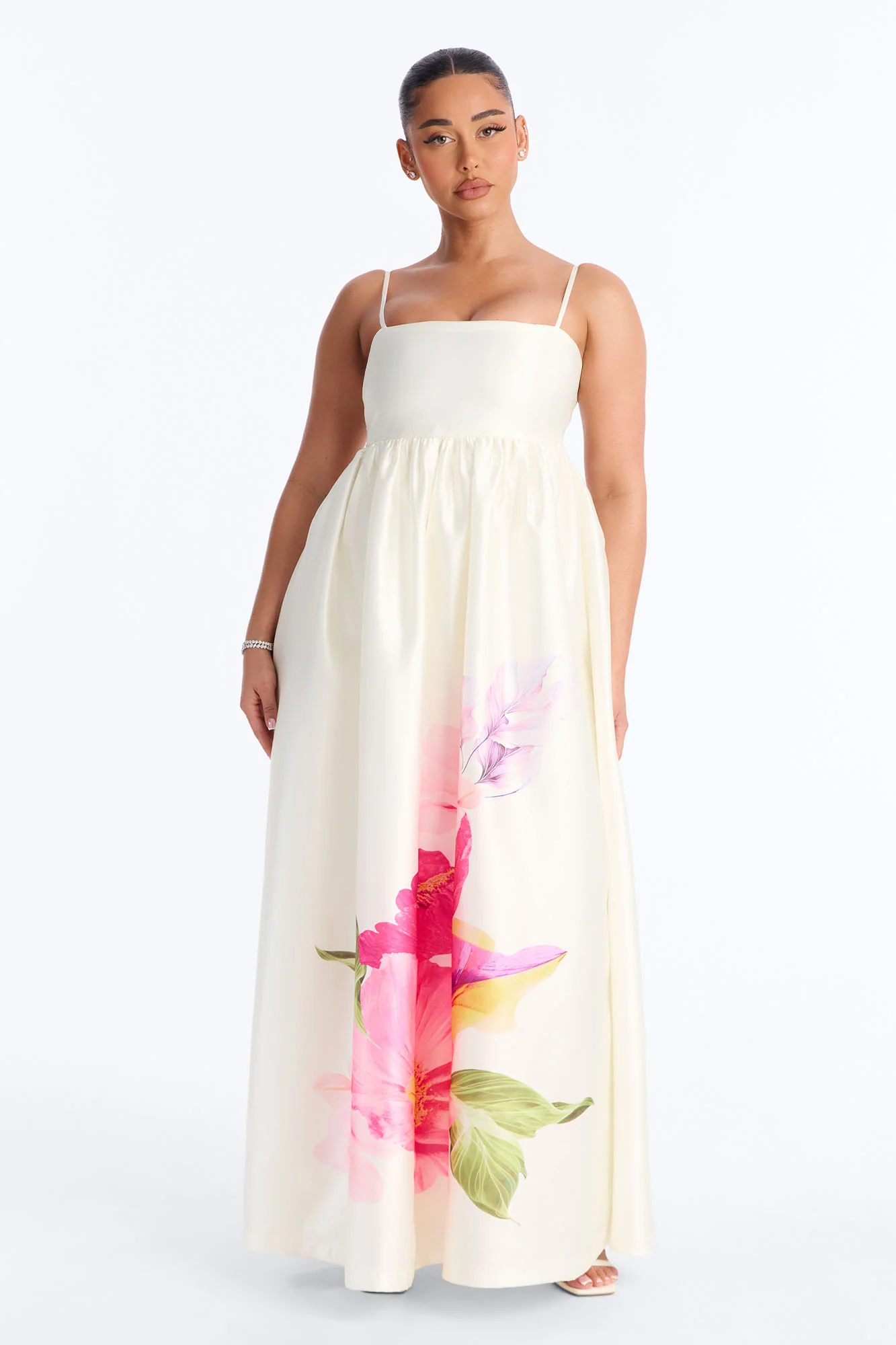 Blushing Petals Maxi Dress - Ivory/combo