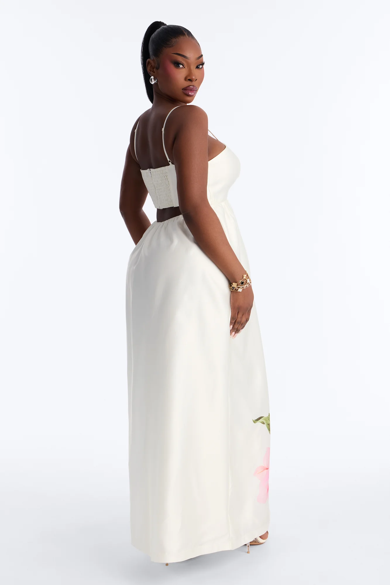 Blushing Petals Maxi Dress - Ivory/combo - Image 8