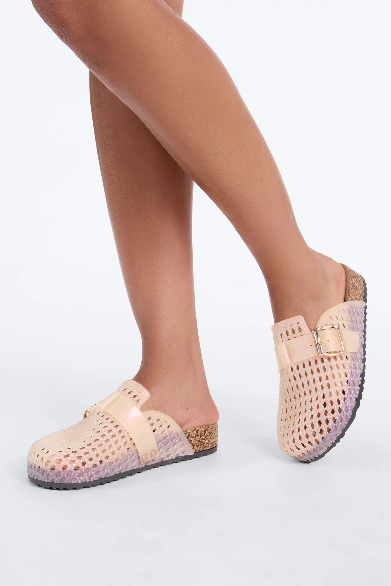Boba Buckle Jelly Slides - Natural