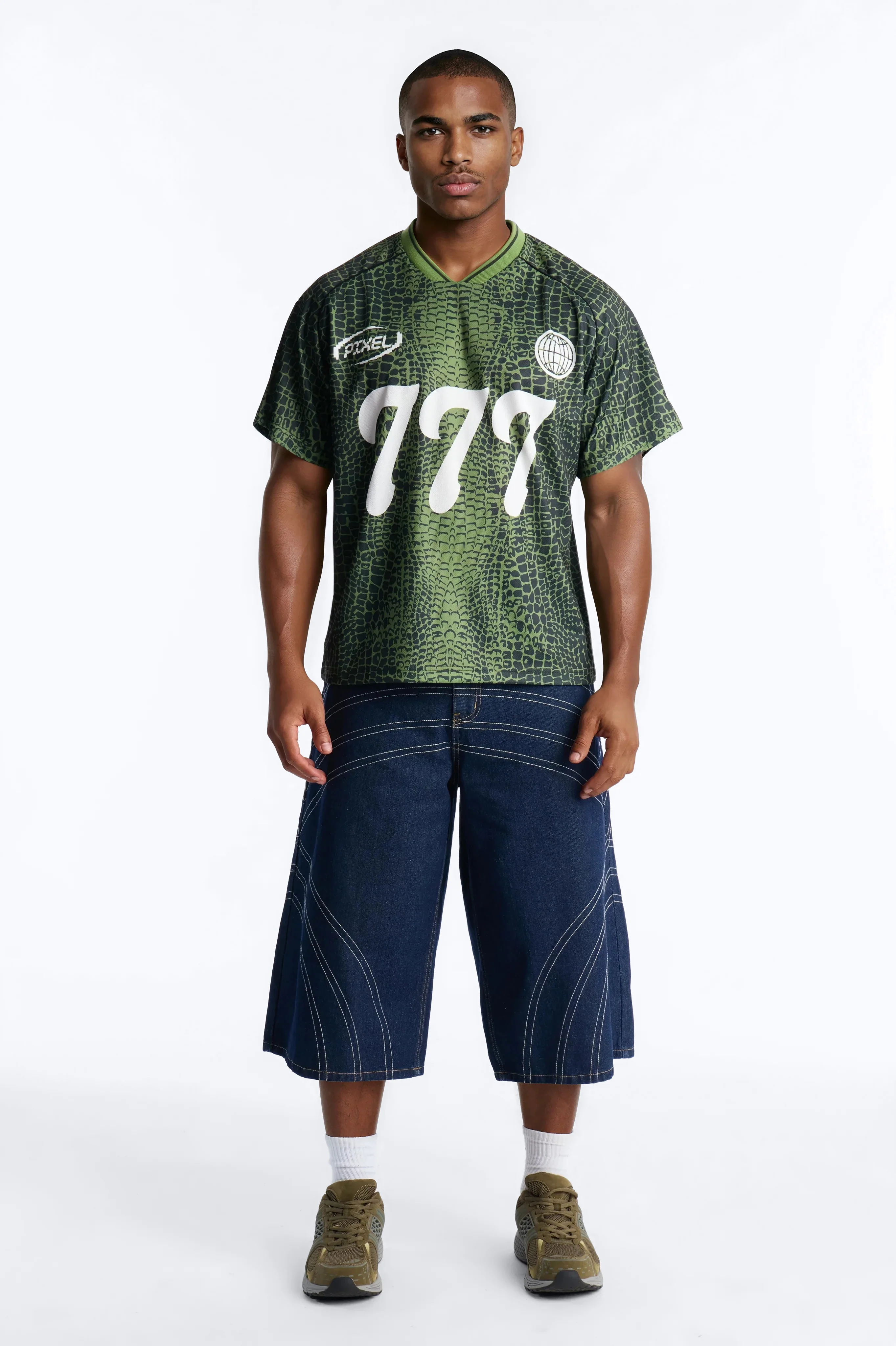 Bodega Stitch Baggy Denim Short - Dark Wash - Image 2