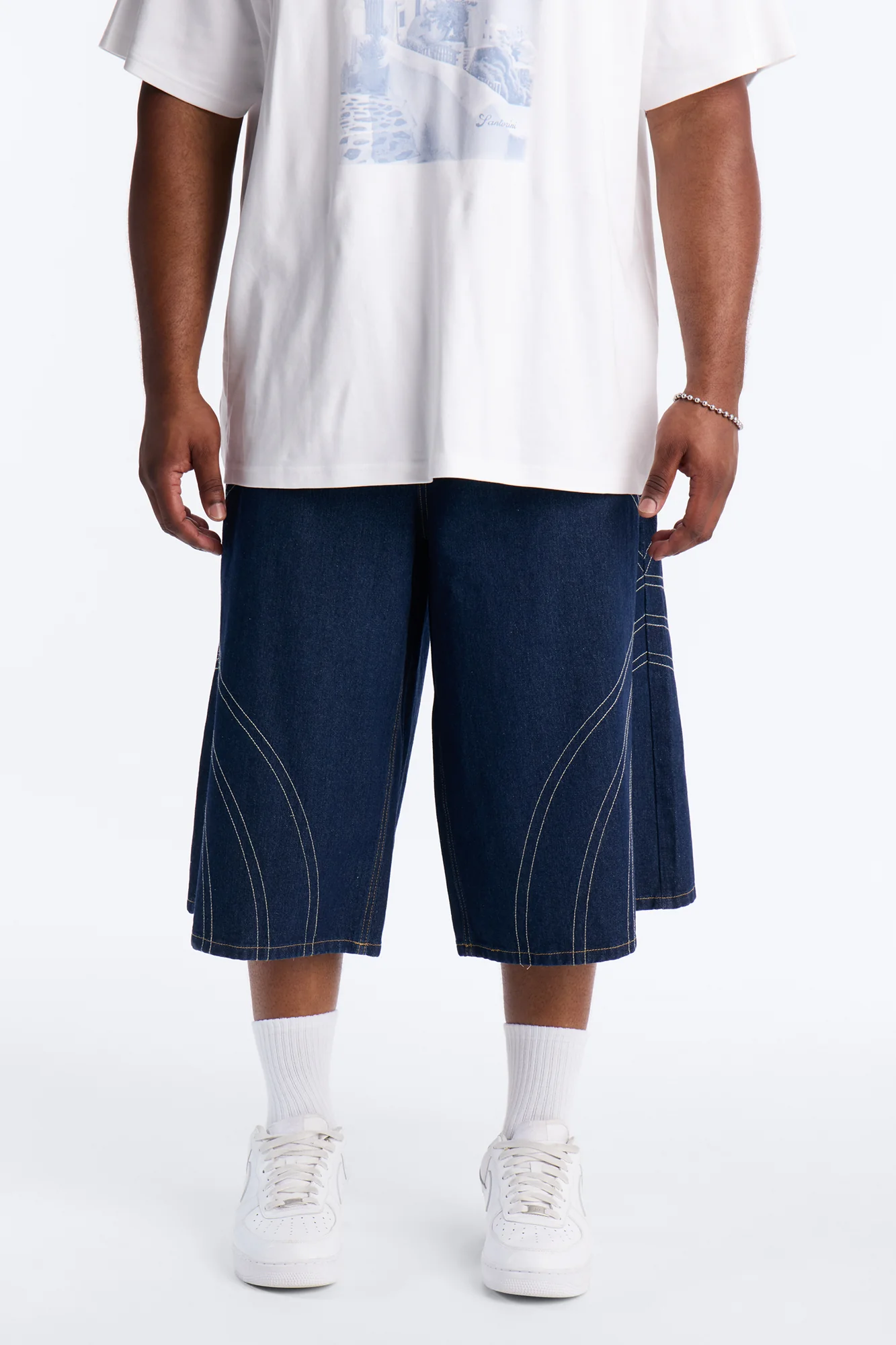 Bodega Stitch Baggy Denim Short - Dark Wash - Image 6