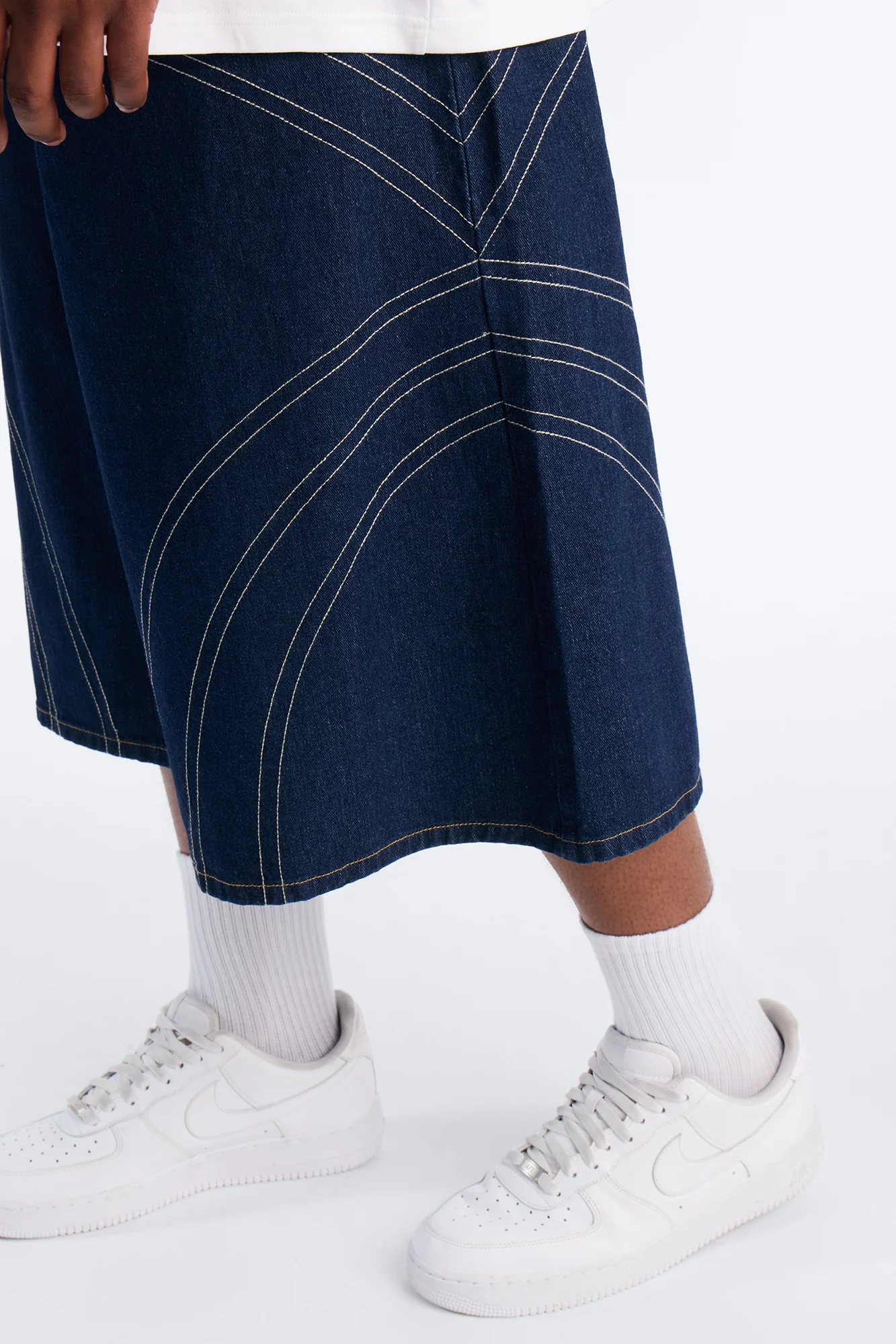 Bodega Stitch Baggy Denim Short - Dark Wash - Image 9