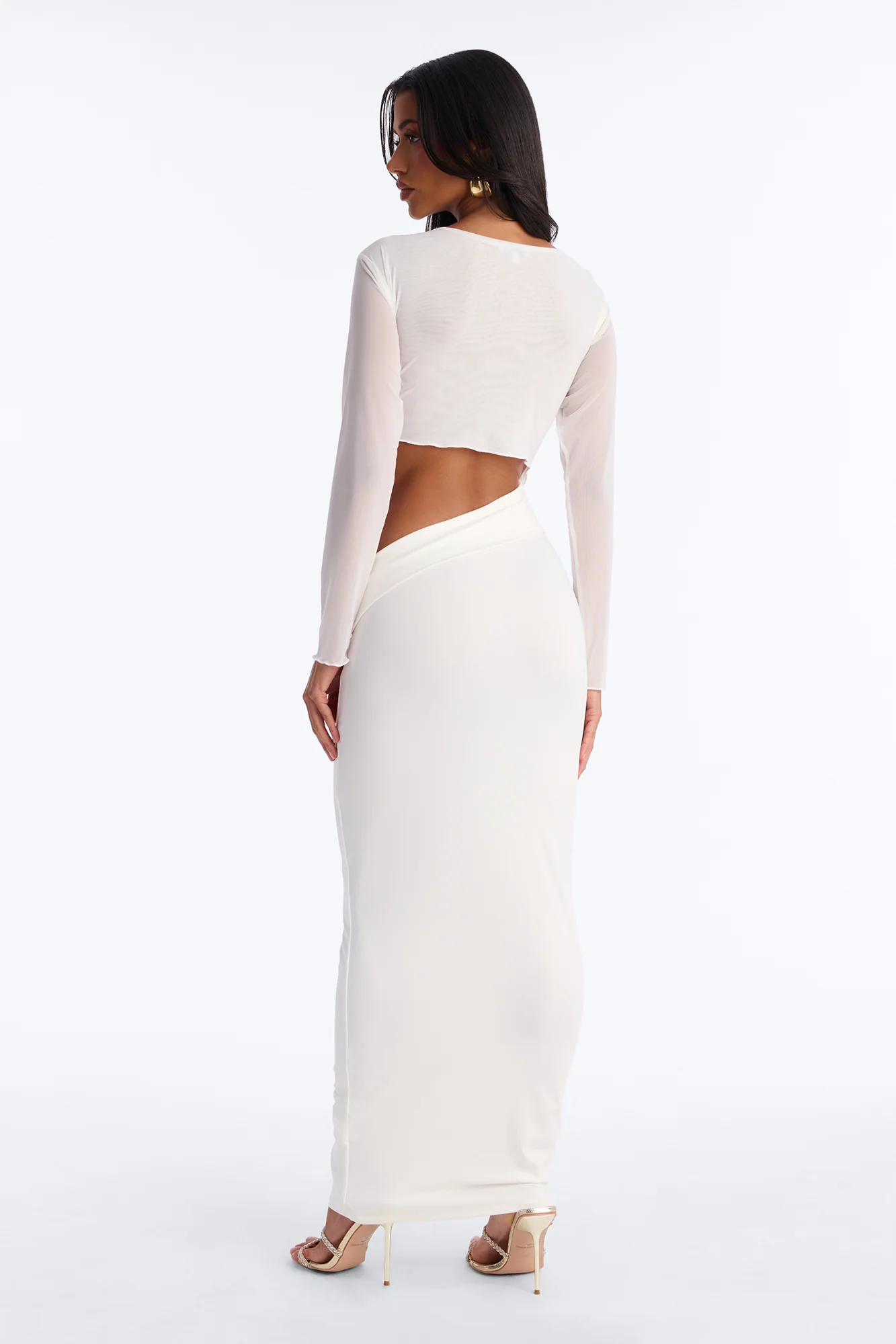 Body Language Mesh Maxi Dress - White - Image 4