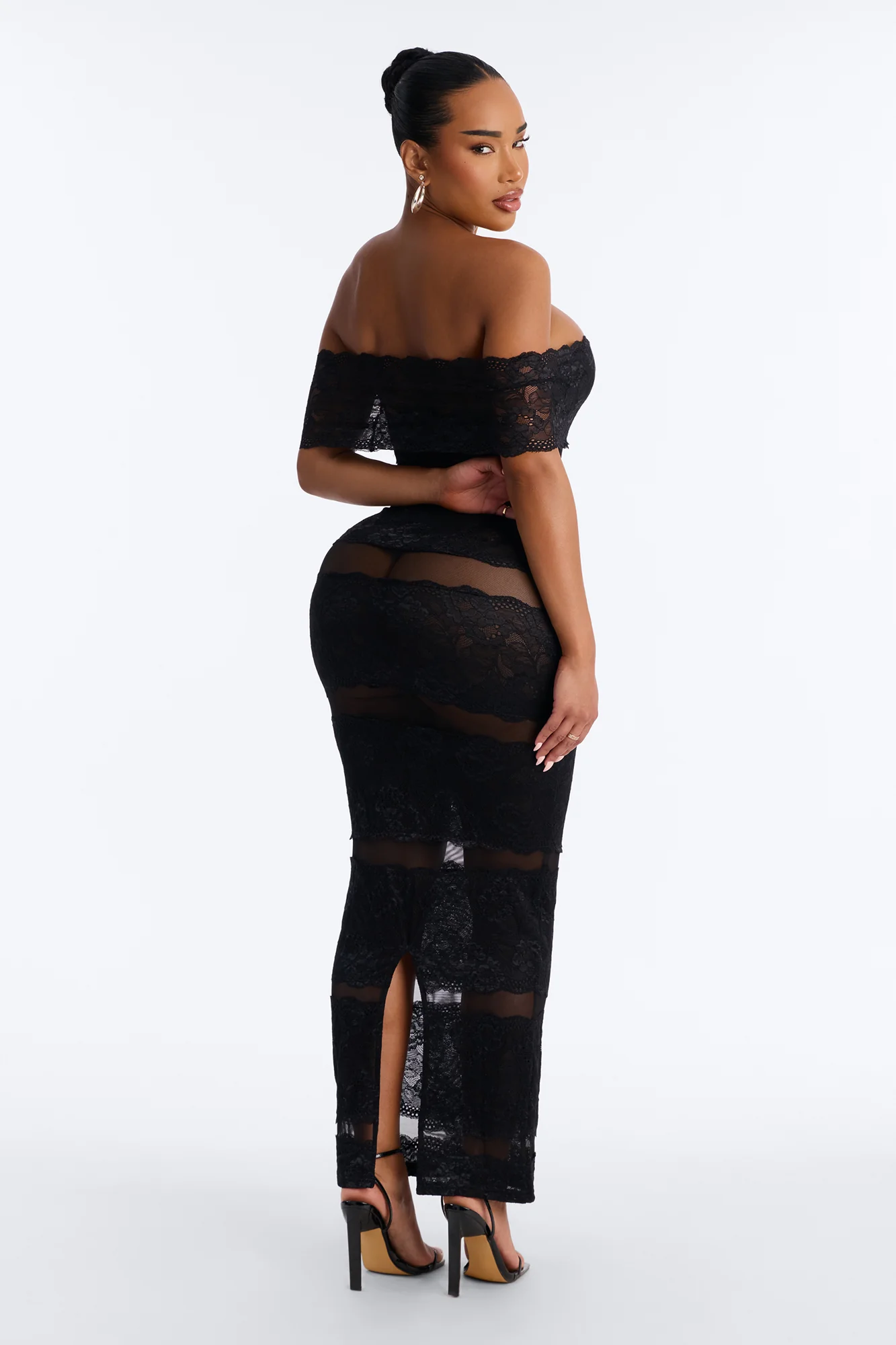 Body Language Sheer Lace Maxi Dress - Black - Image 4
