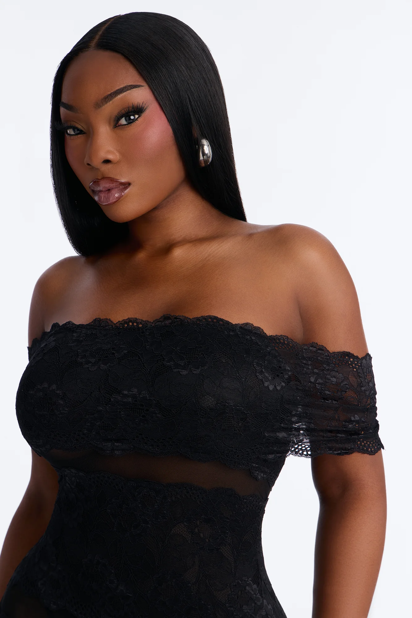 Body Language Sheer Lace Maxi Dress - Black - Image 7