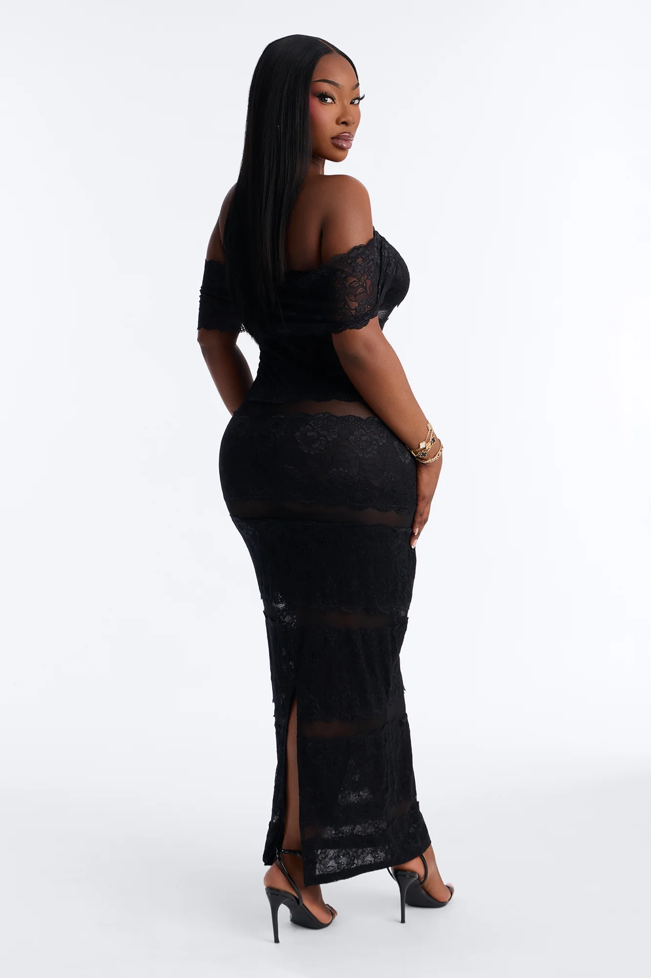Body Language Sheer Lace Maxi Dress - Black - Image 8
