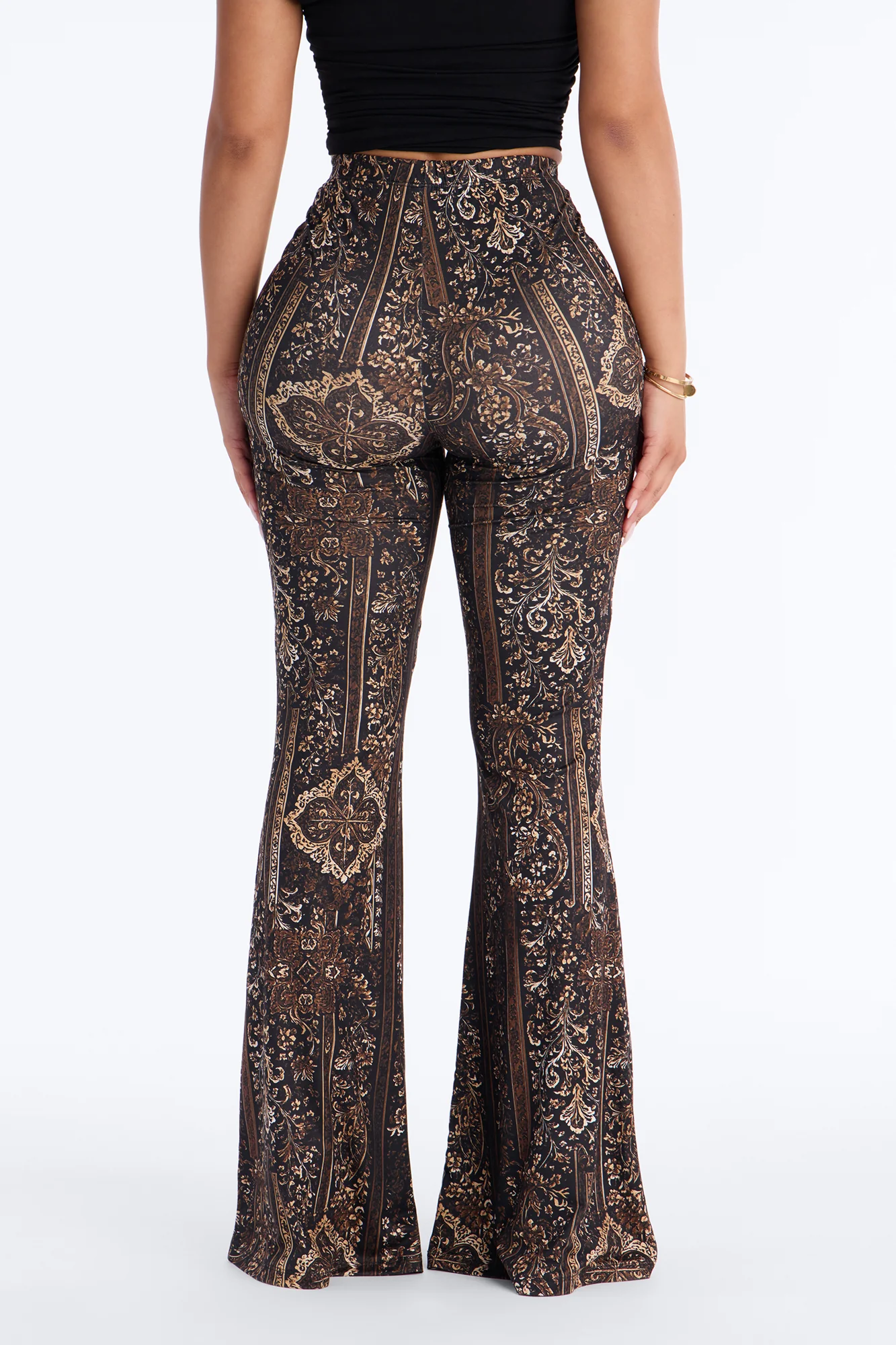 Boho Dreams Abstract Paisley Flare Pant - Brown/combo - Image 4