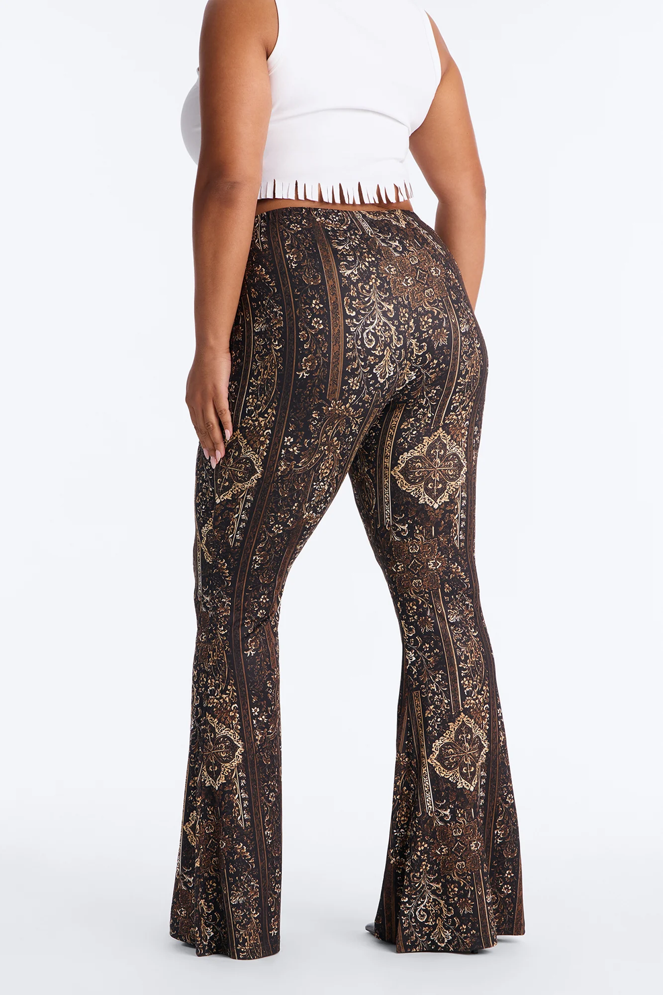 Boho Dreams Abstract Paisley Flare Pant - Brown/combo - Image 8