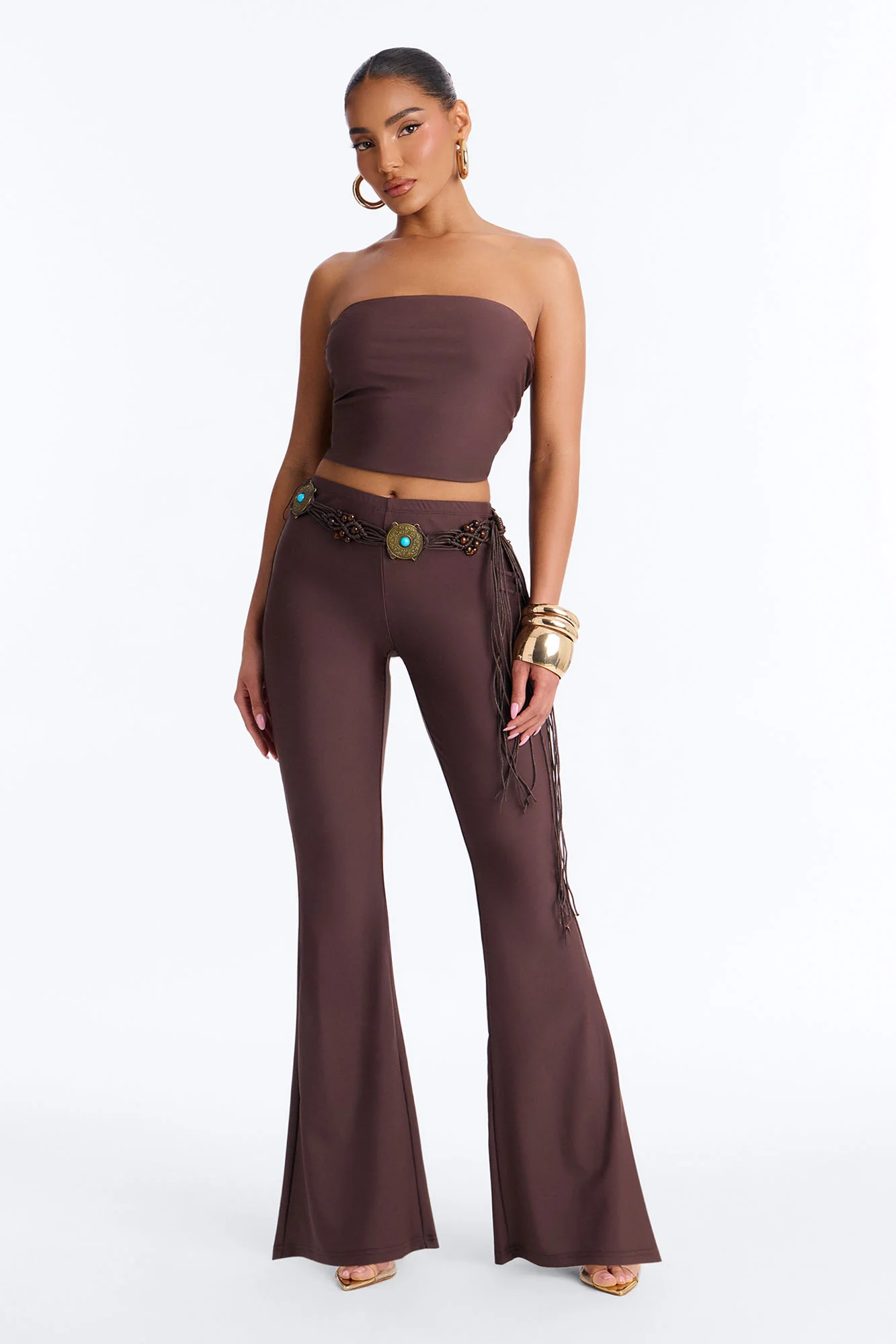 Boho Moment 3 Piece Pant Set - Chocolate