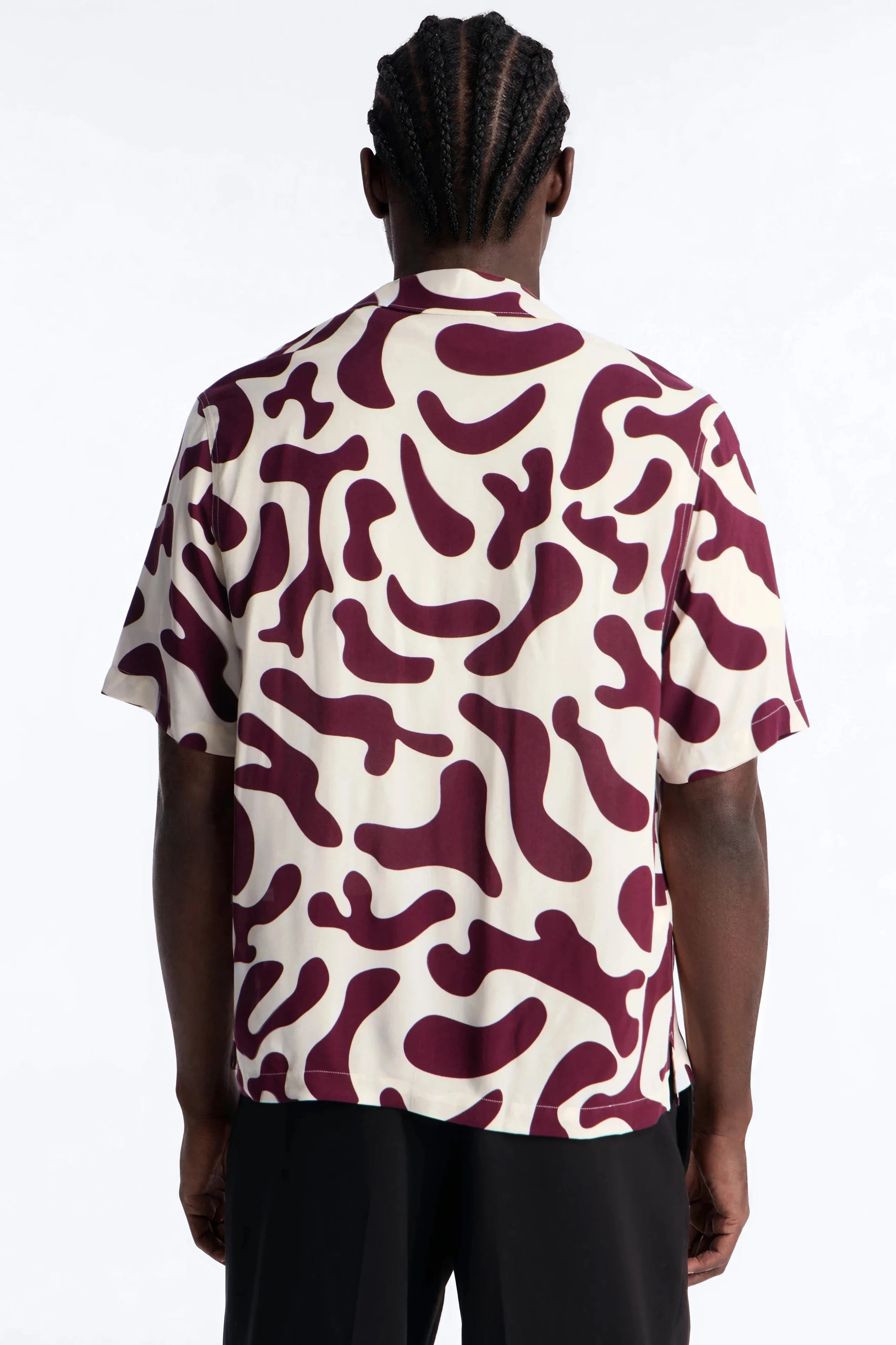 Bold Metric Cuban Shirt - Burgundy - Image 4