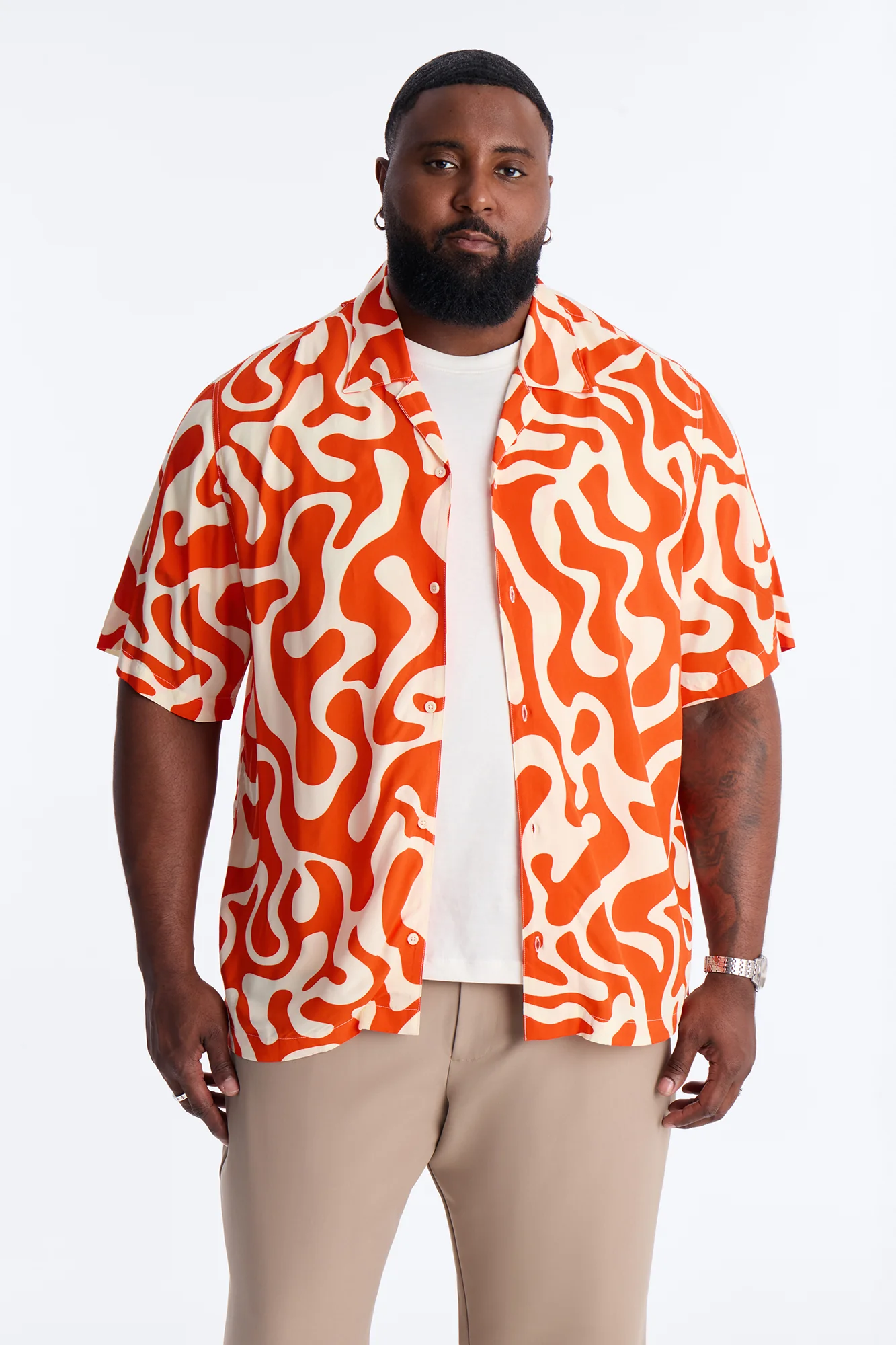Bold Metric Cuban Shirt - Orange - Image 6