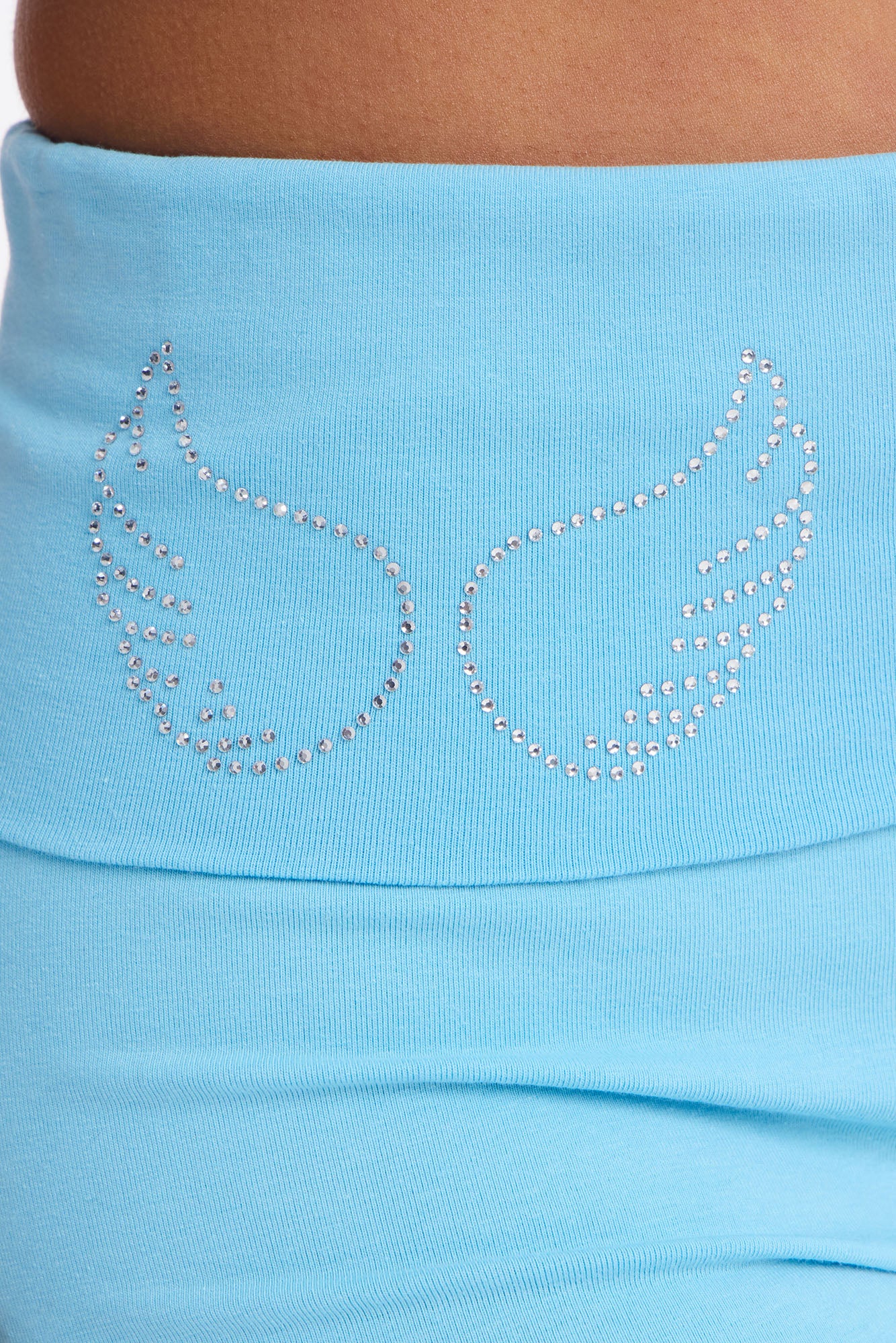 Bombshell Fold Over Waist Short Set - Light Blue - Image 3
