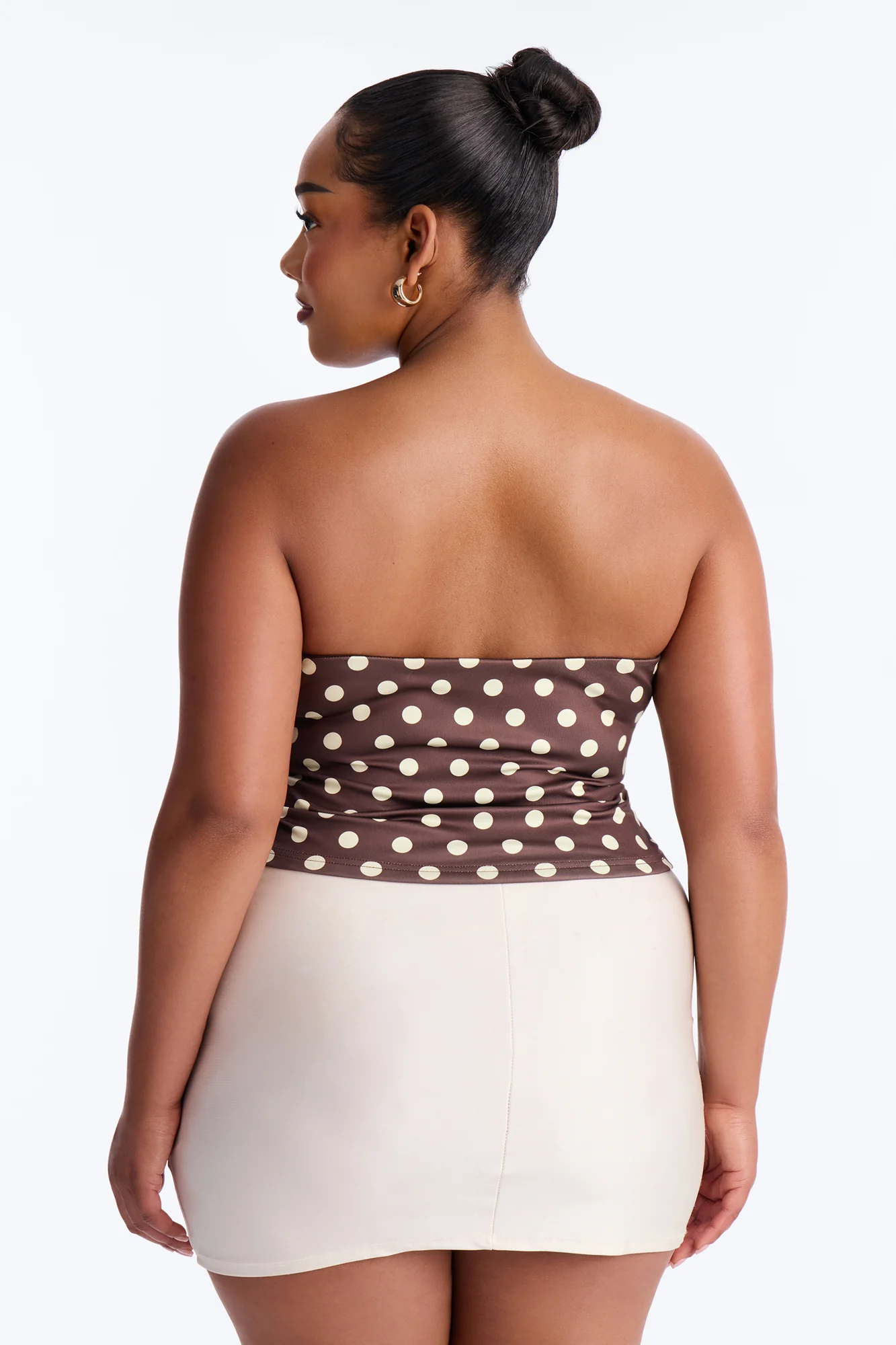 Bonnie Polka Dot Plunge Neck Strapless Top - Brown/combo - Image 8