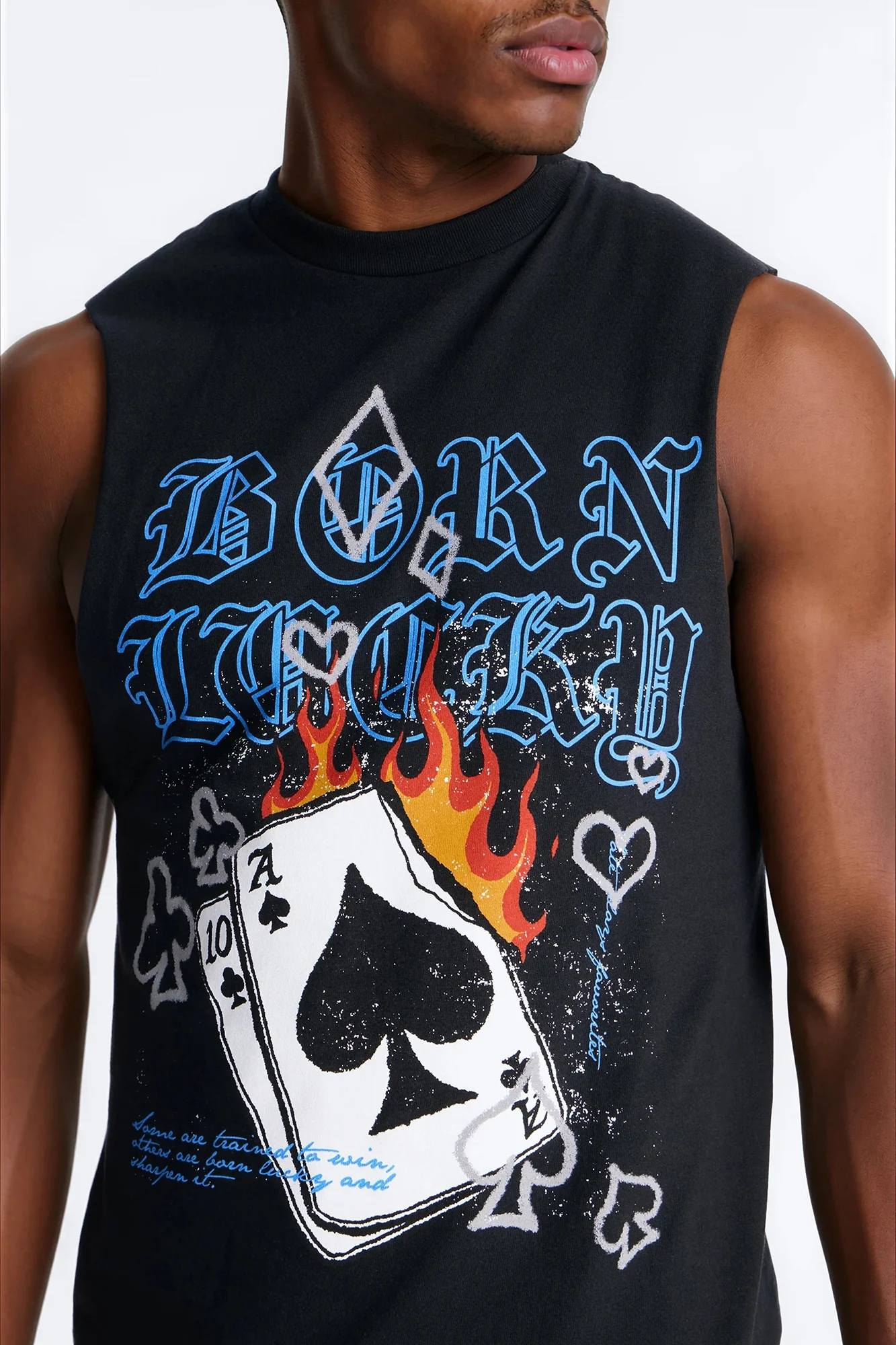 Born Lucky Muscle Tee - Black - Image 2
