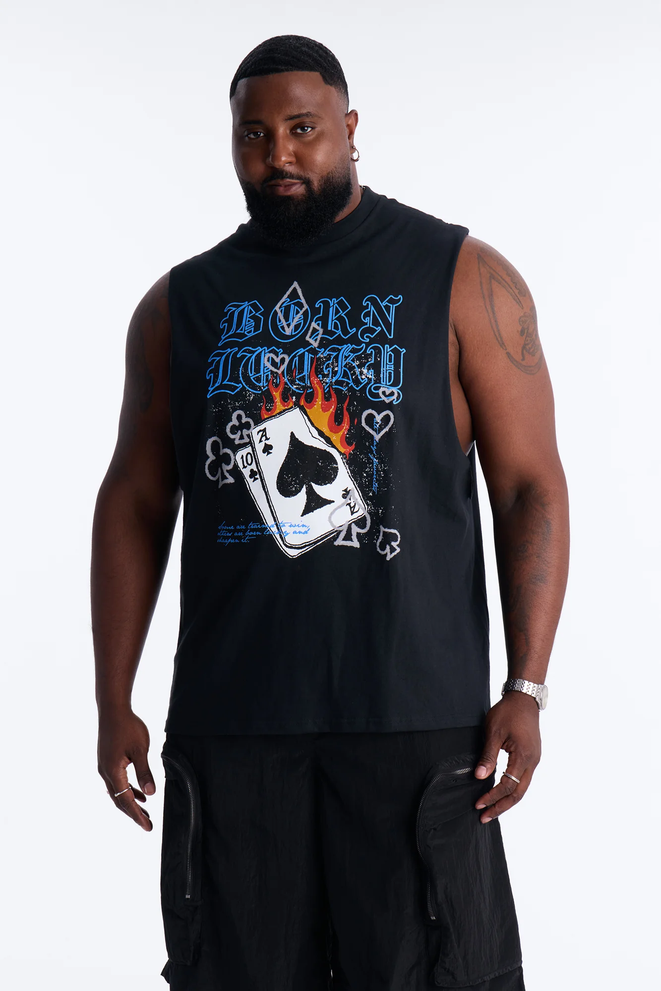 Born Lucky Muscle Tee - Black - Image 5