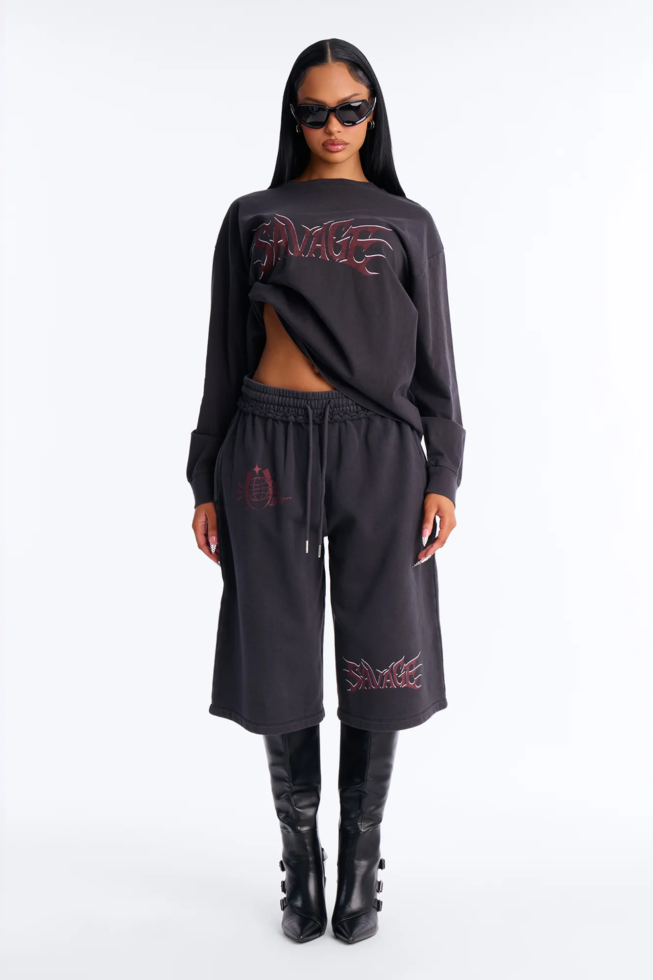Born Savage Sweat Shorts - Charcoal