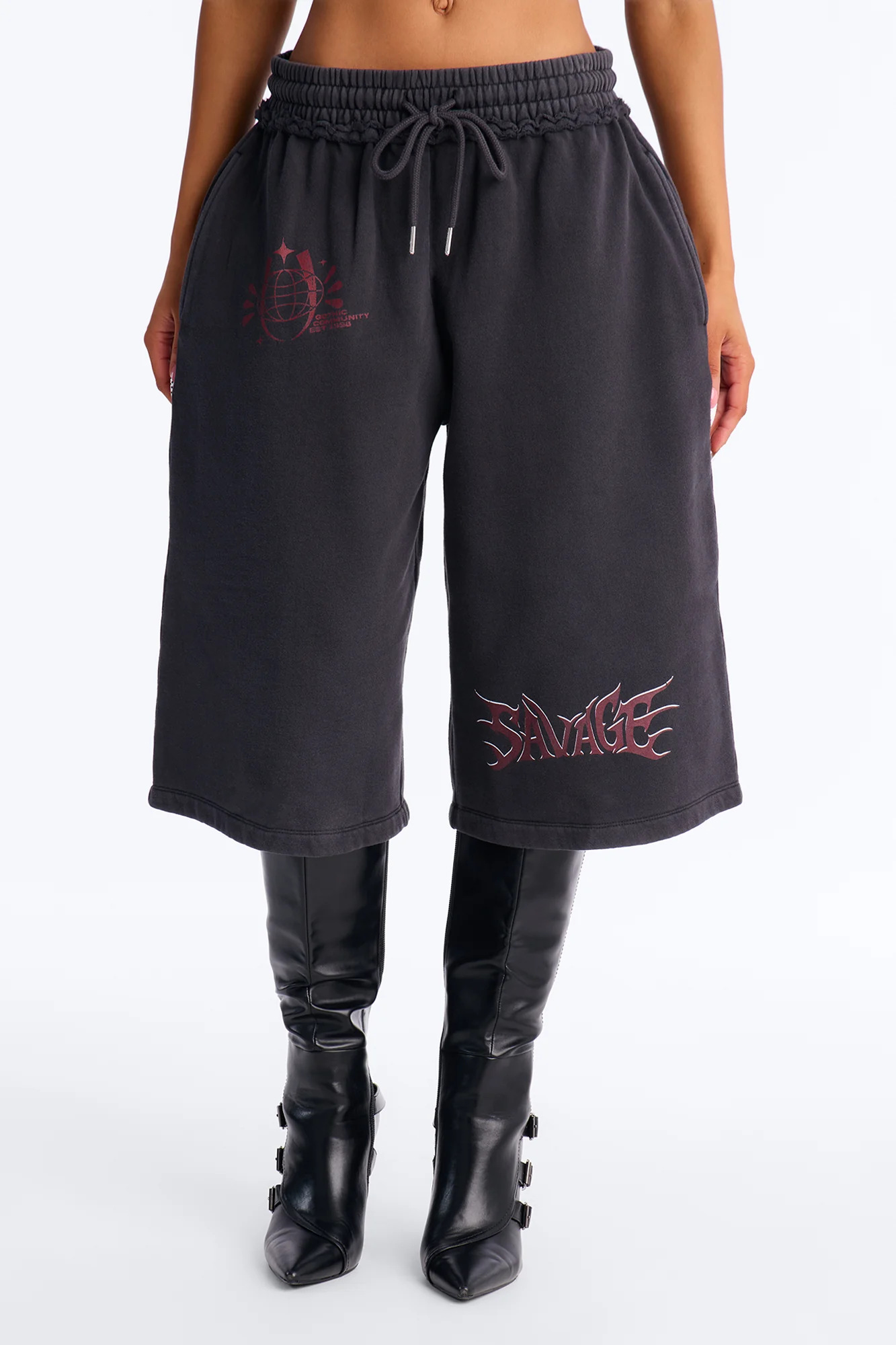 Born Savage Sweat Shorts - Charcoal - Image 2