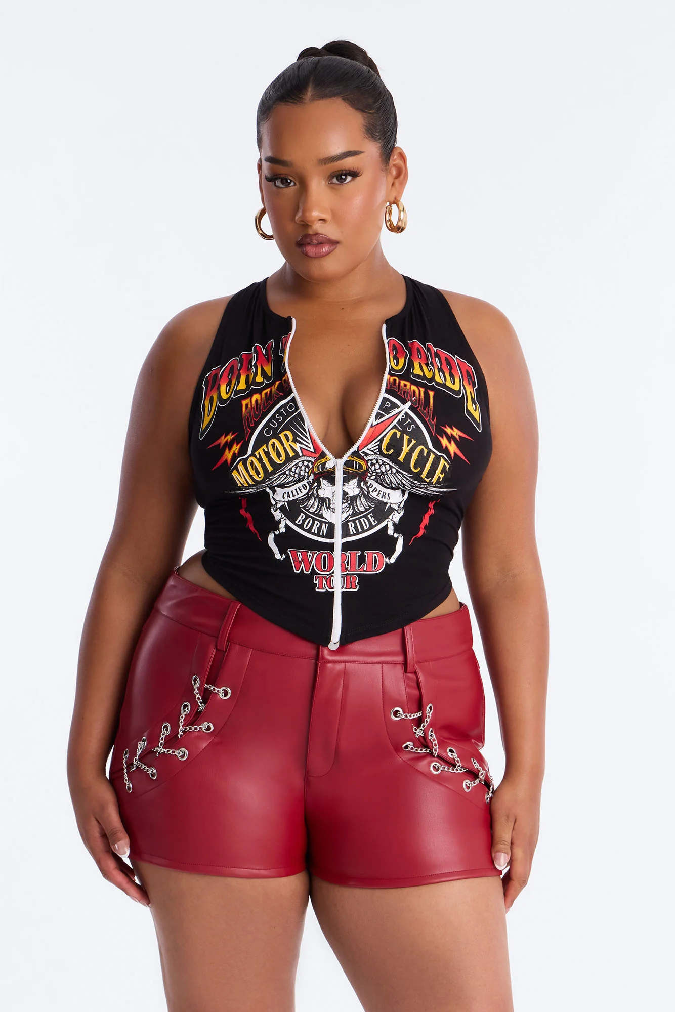 Born To Ride Zip Up Tank Top - Black - Image 5