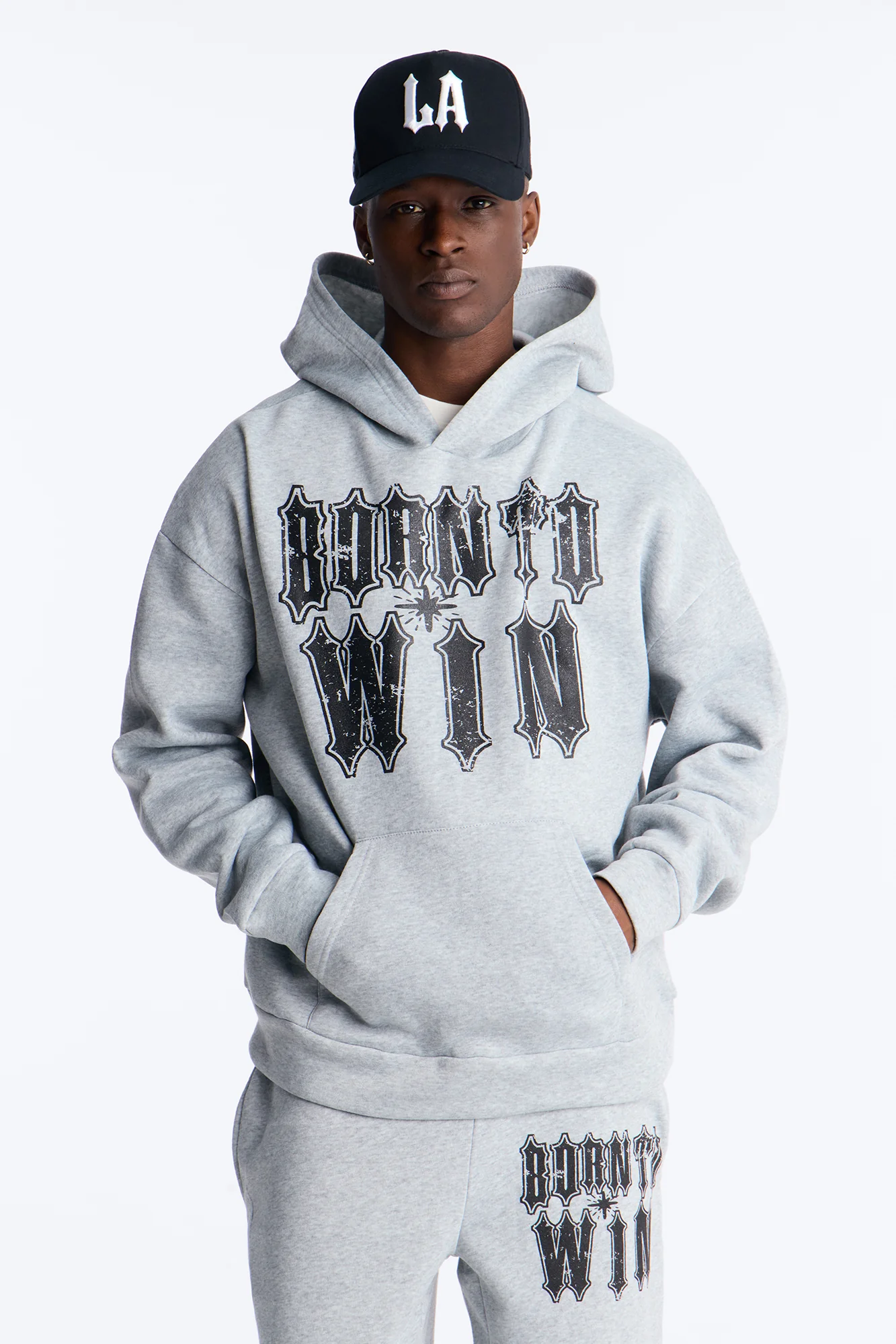 Born To Win Hoodie - Heather Grey