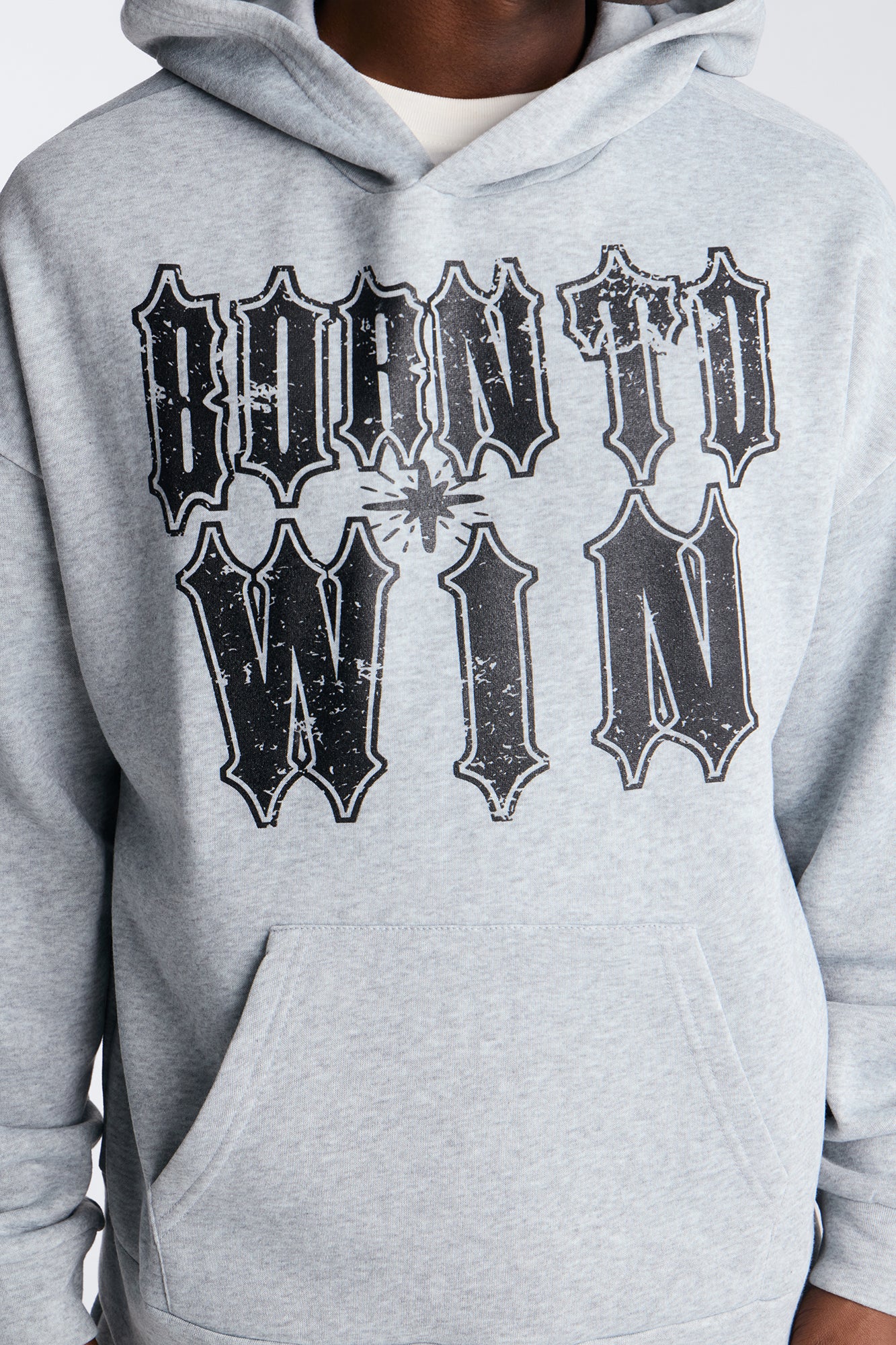 Born To Win Hoodie - Heather Grey - Image 3