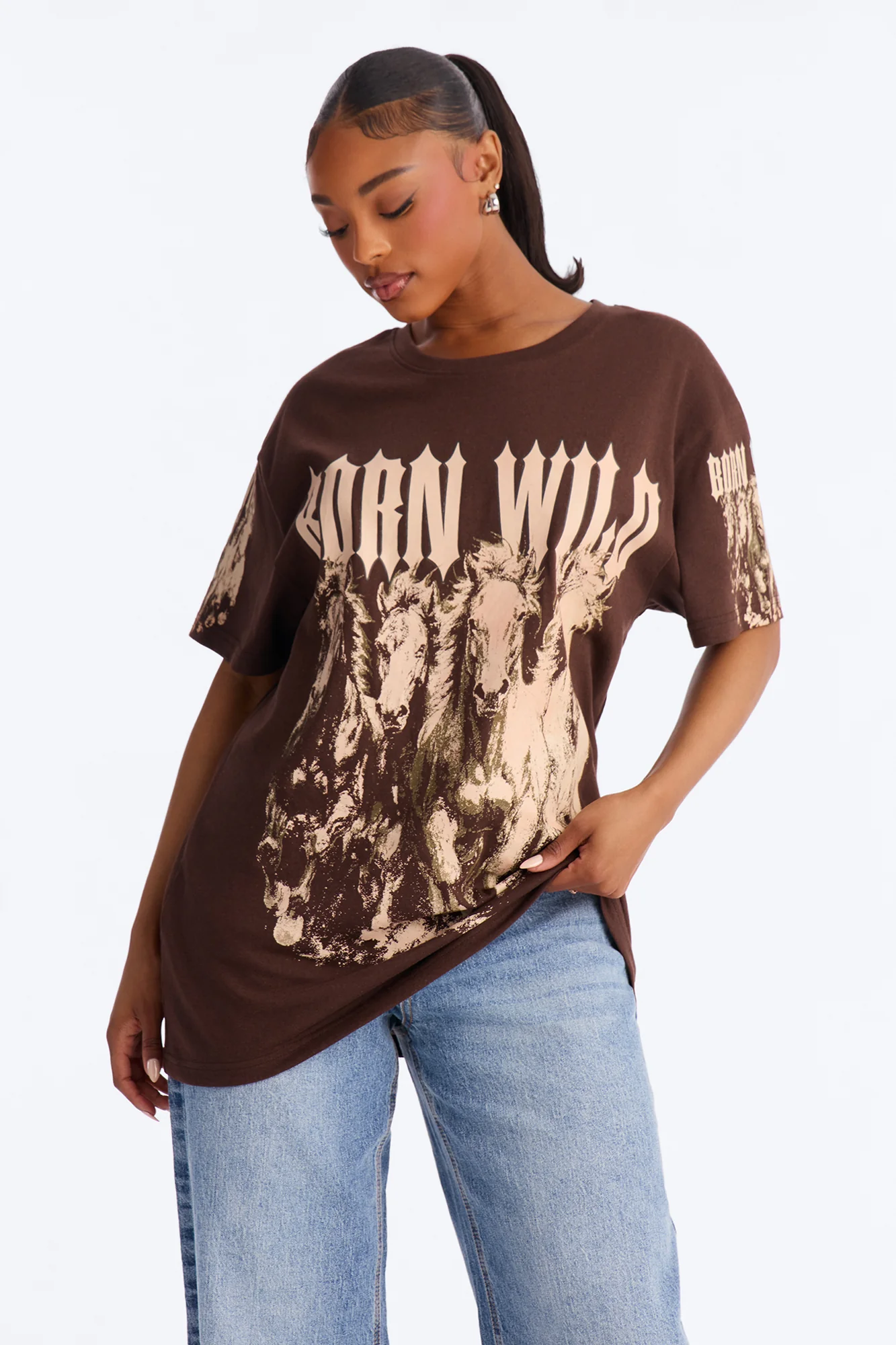 Born Wild Western Tee - Chocolate