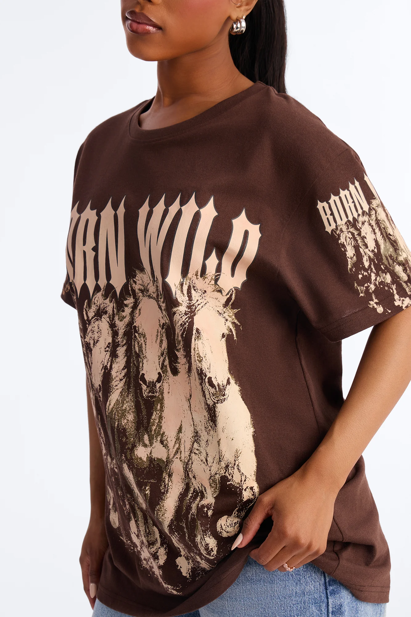 Born Wild Western Tee - Chocolate - Image 3