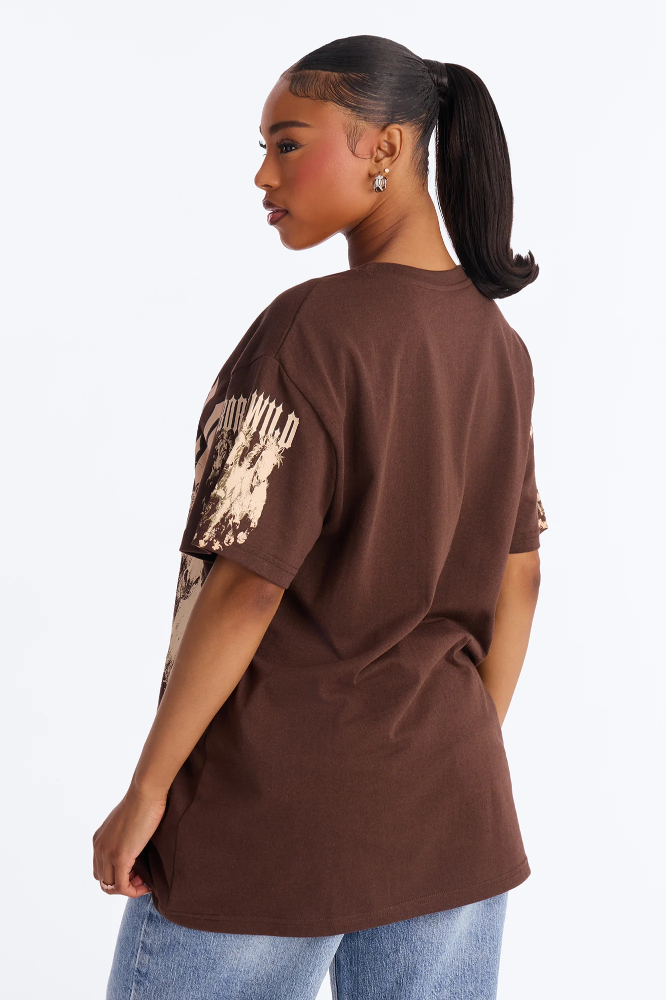Born Wild Western Tee - Chocolate - Image 4