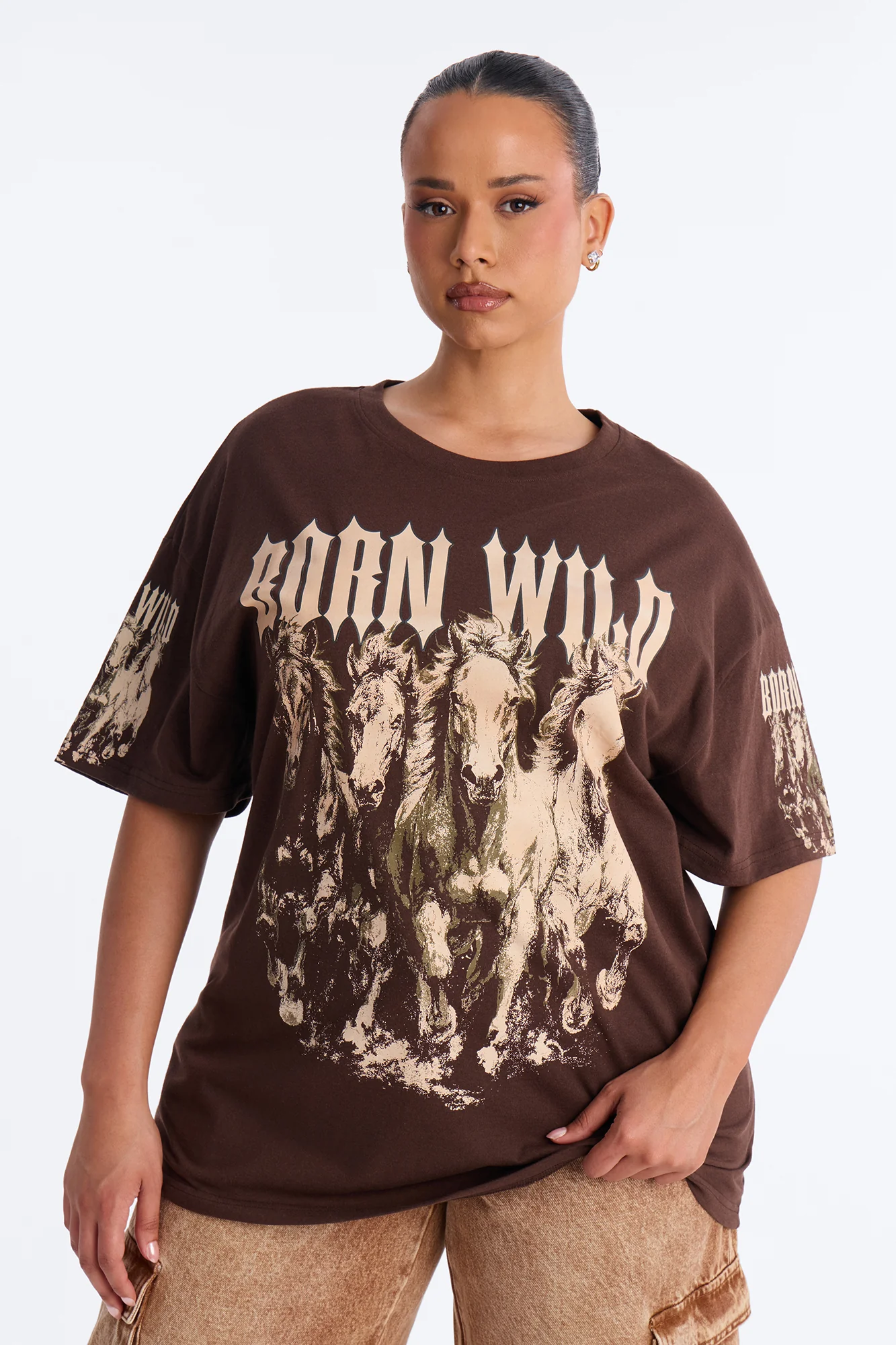 Born Wild Western Tee - Chocolate - Image 5