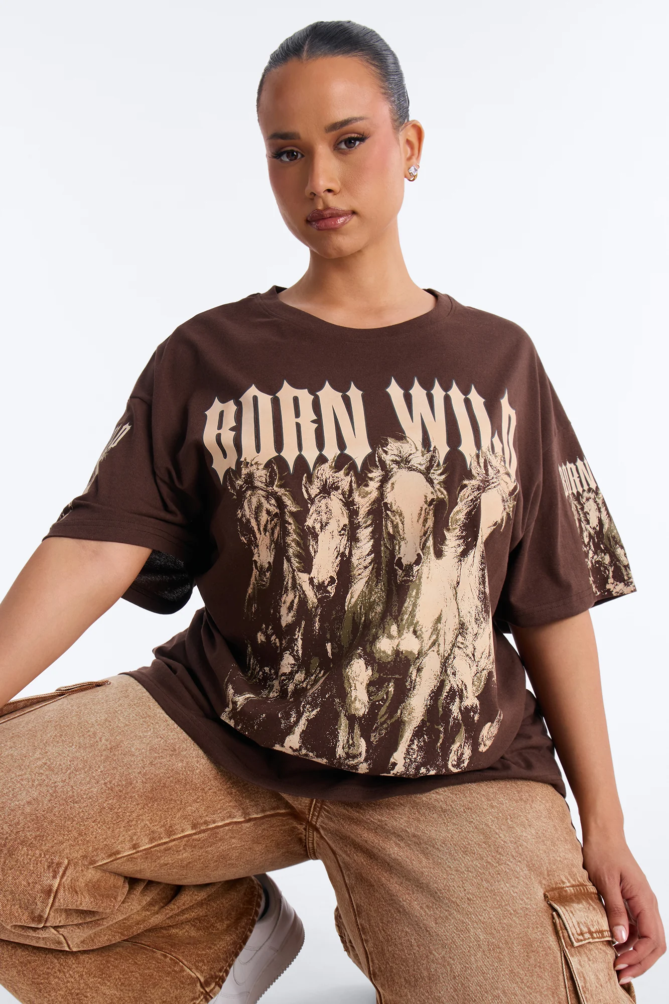Born Wild Western Tee - Chocolate - Image 7