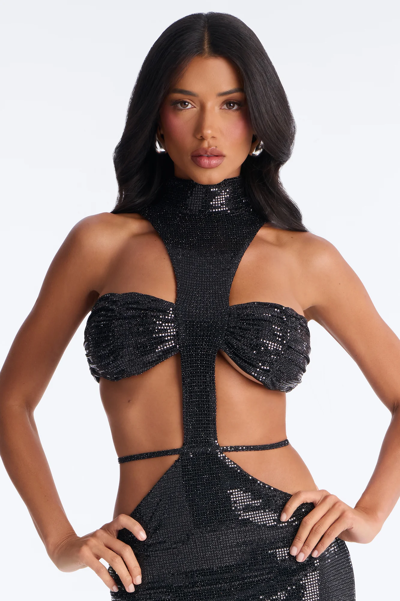 Bossed Up Cut Out Embellished Maxi Dress - Black - Image 3