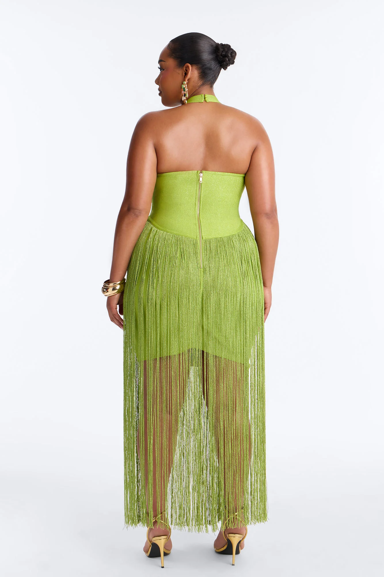 Bossy Tiara Glitter Bandage Maxi Dress - Chartreuse - Image 8