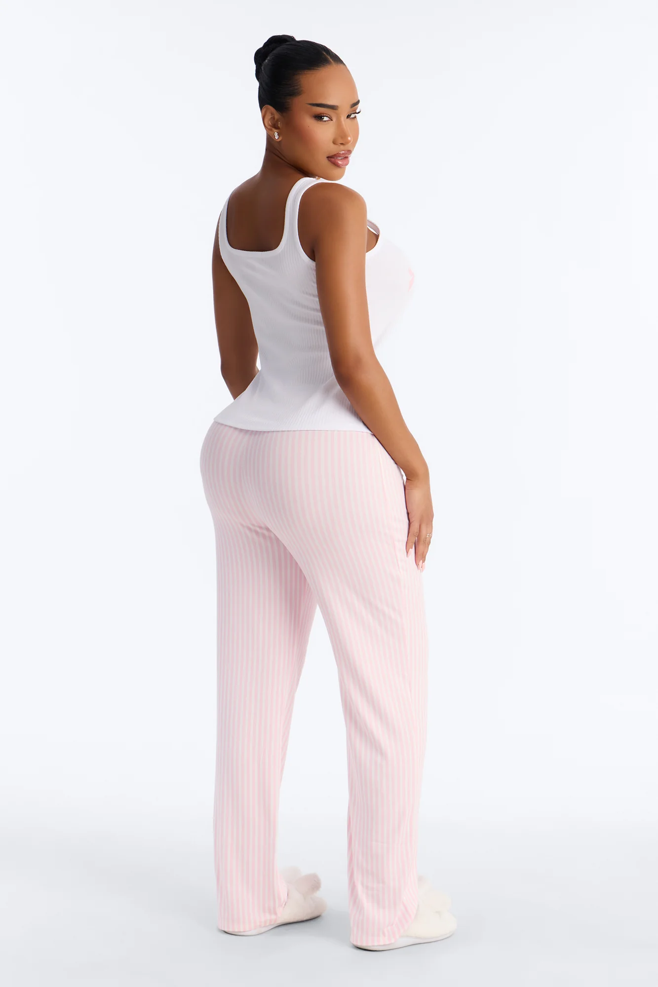 Bow Down Boxer PJ Pant Set - White/Pink - Image 4