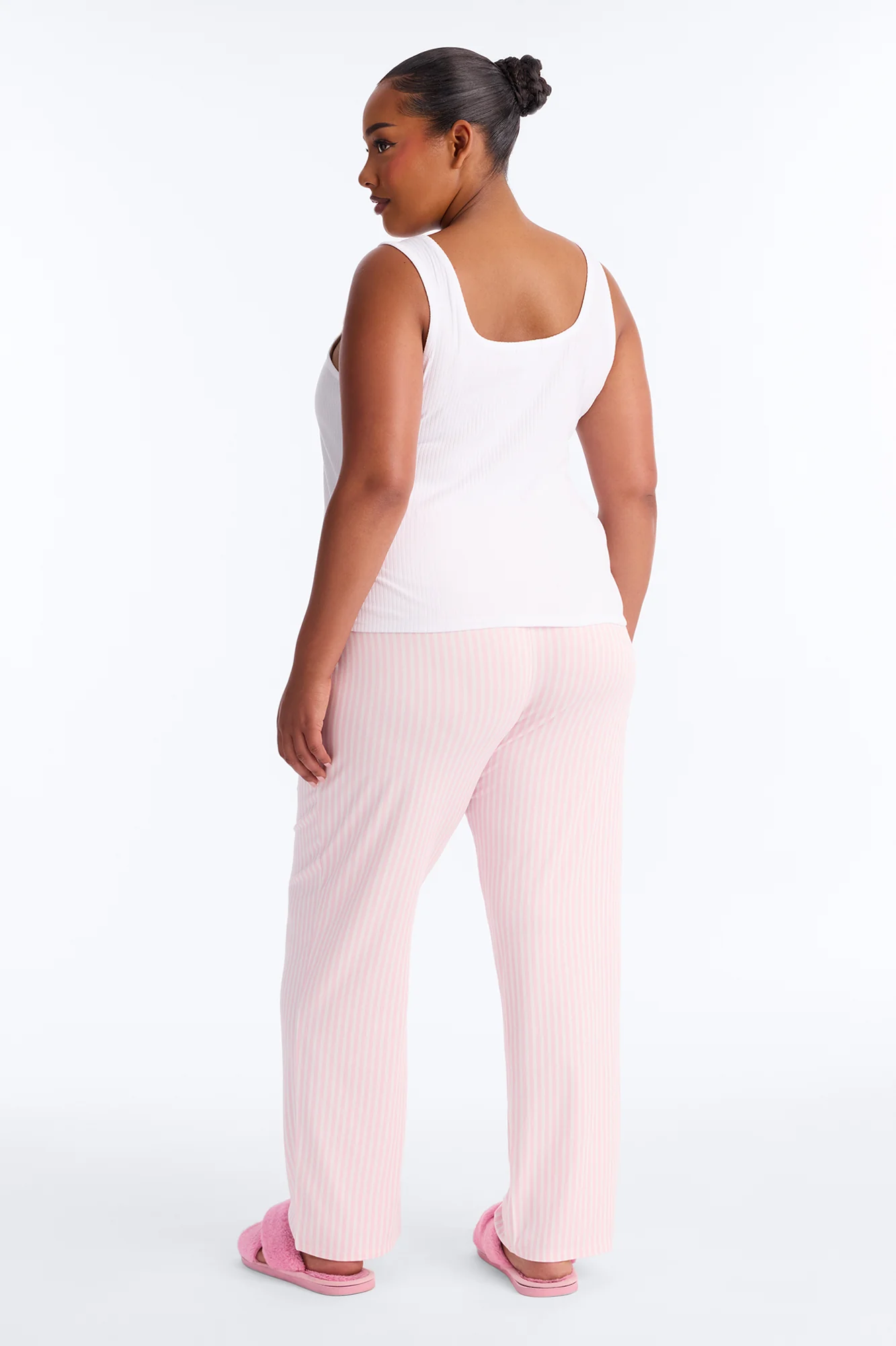 Bow Down Boxer PJ Pant Set - White/Pink - Image 8