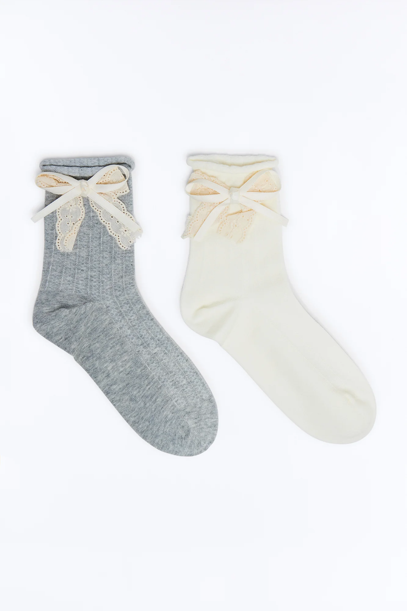 Bows On Bows 2 Pack Crew Socks - White/combo