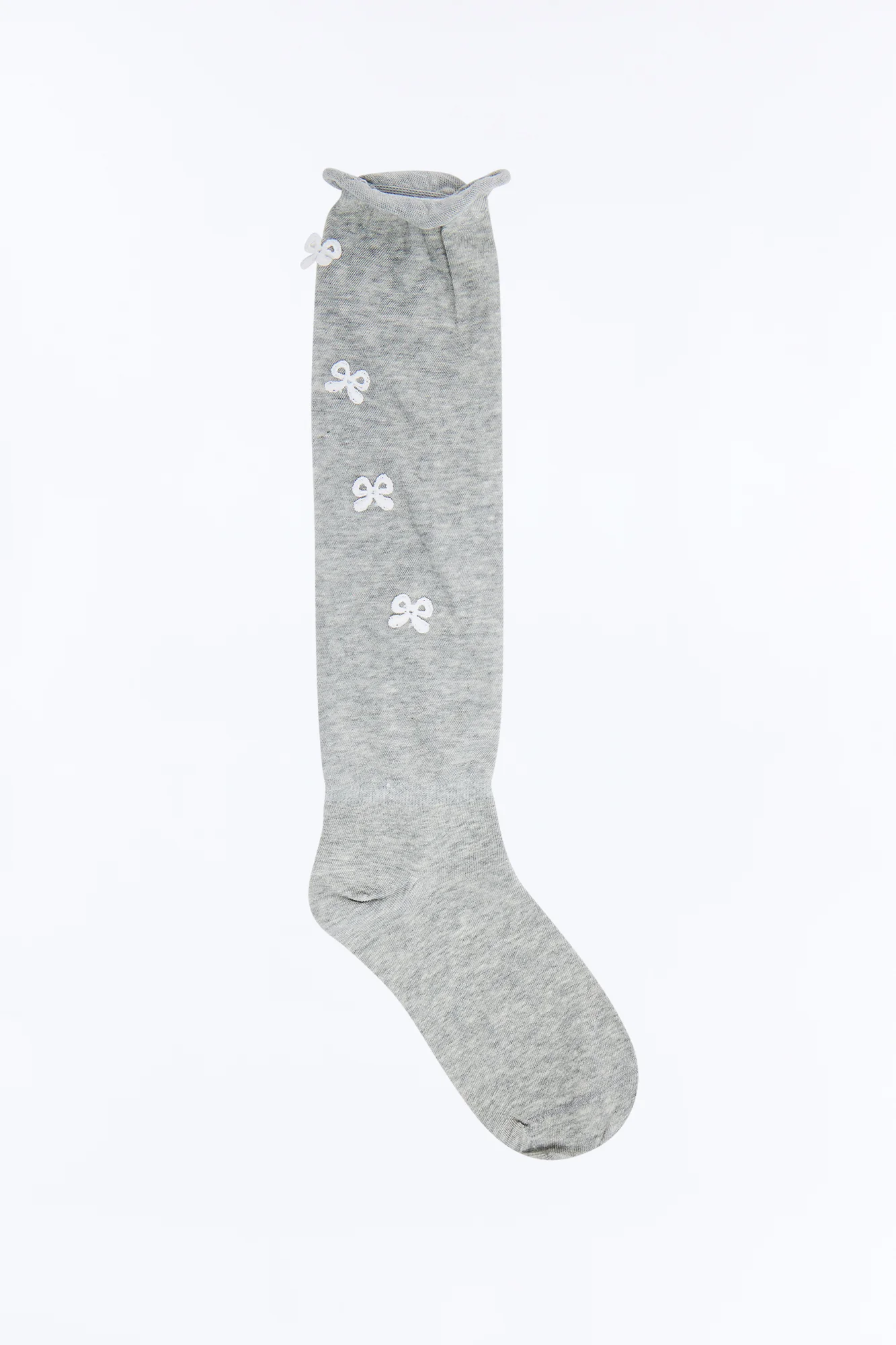 Bows On Bows Knee High Socks - Grey - Image 2