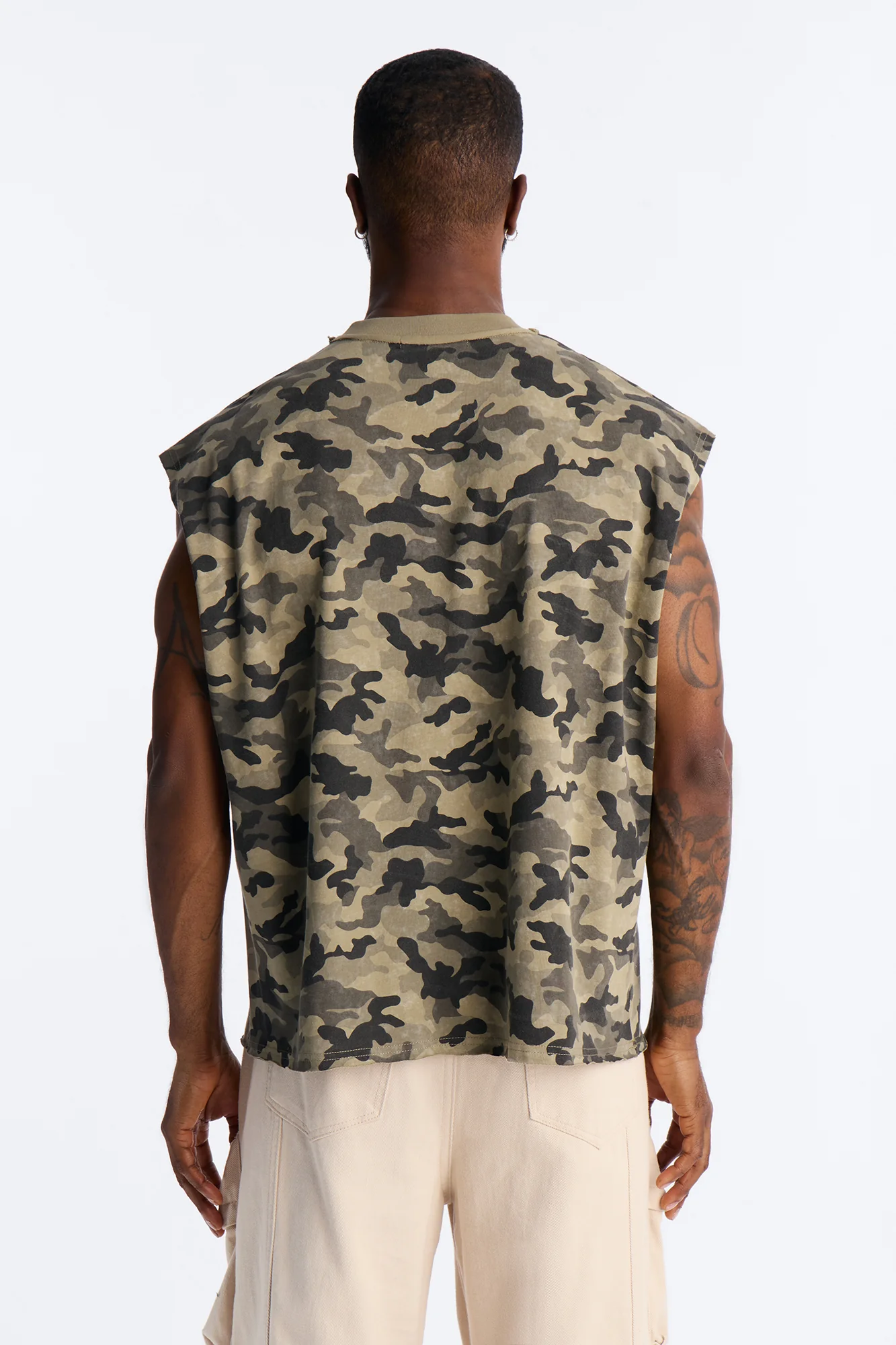 Boxy Cropped Street Soldier Camo Muscle Tee - Camouflage - Image 4