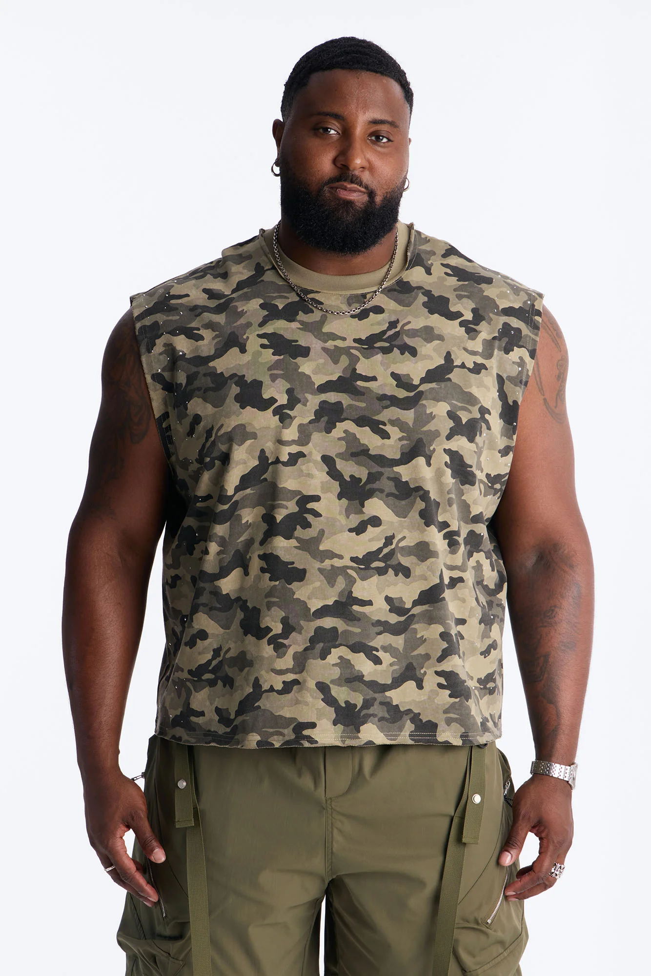 Boxy Cropped Street Soldier Camo Muscle Tee - Camouflage - Image 5