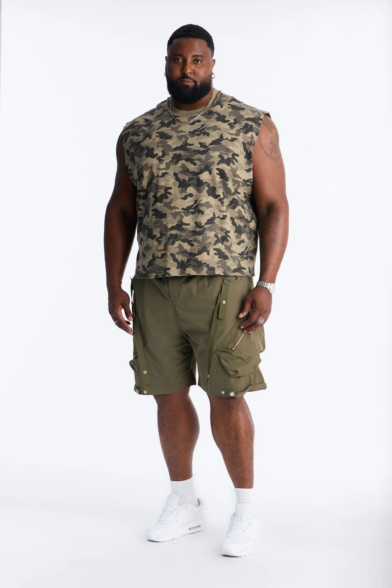 Boxy Cropped Street Soldier Camo Muscle Tee - Camouflage - Image 6