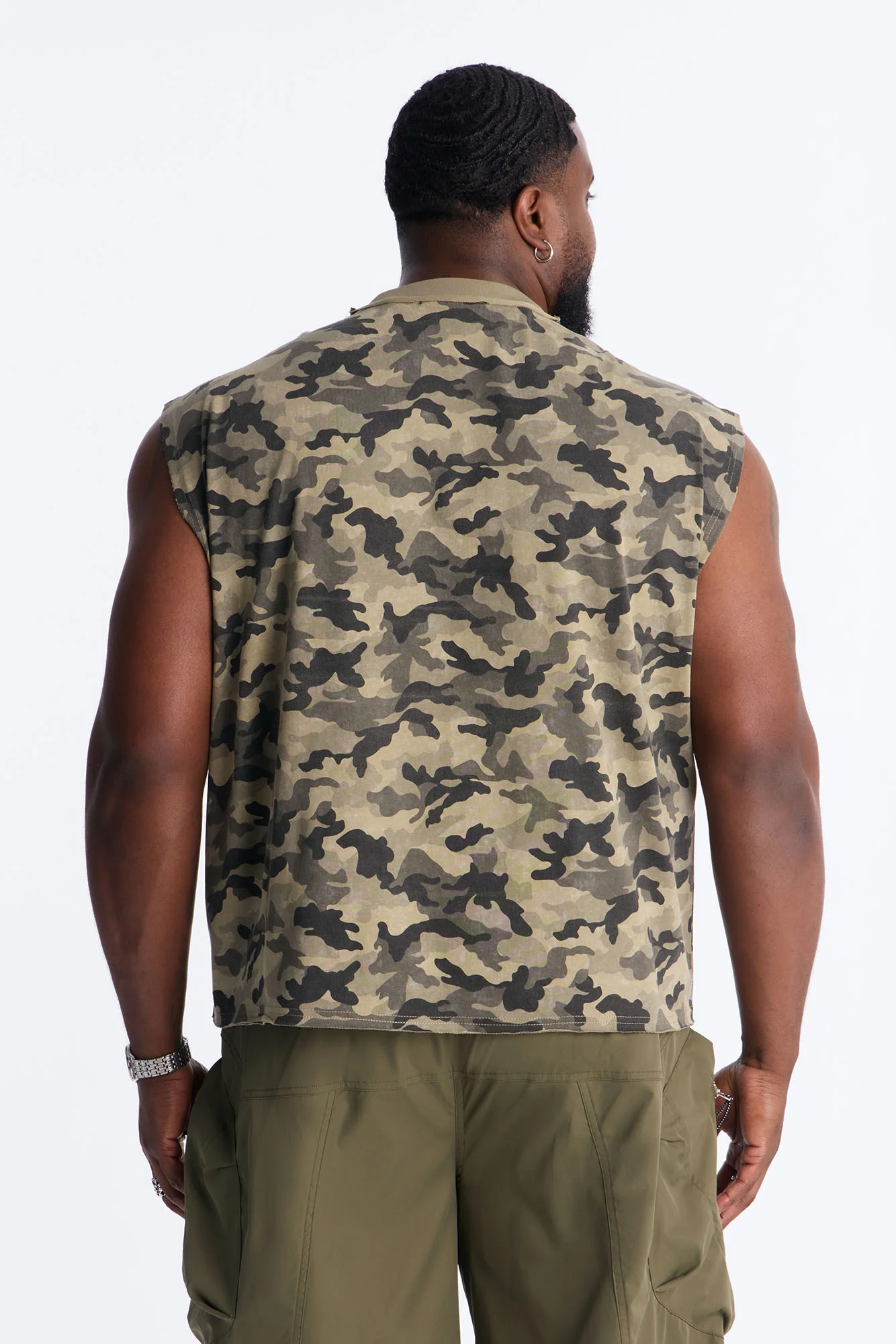 Boxy Cropped Street Soldier Camo Muscle Tee - Camouflage - Image 8
