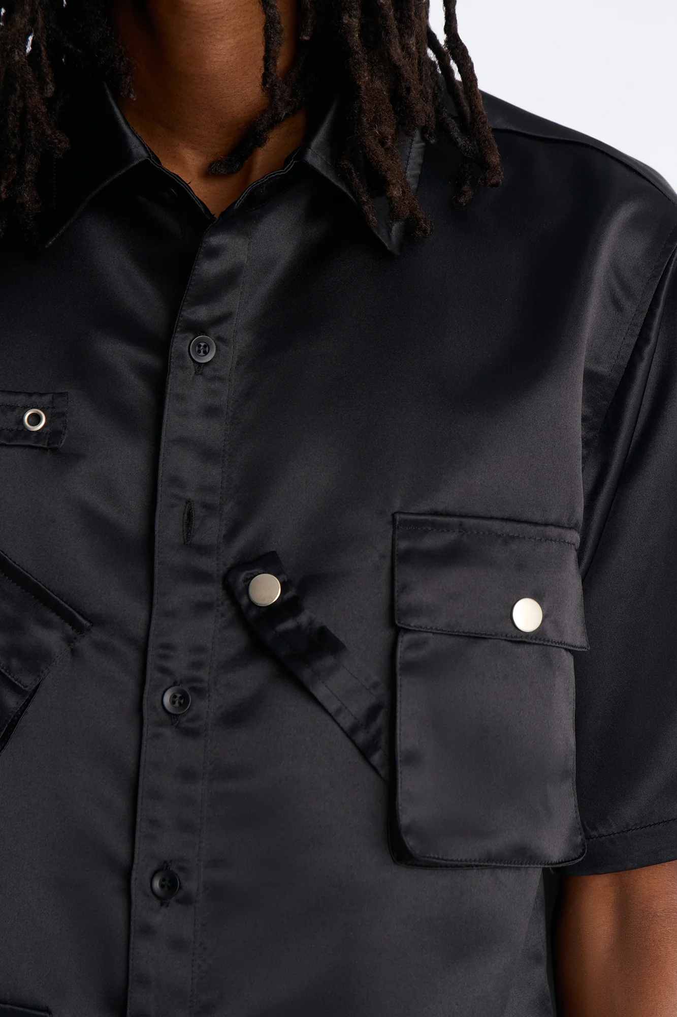 Boxy Tribeca Gloss Utility Shirt - Black - Image 4