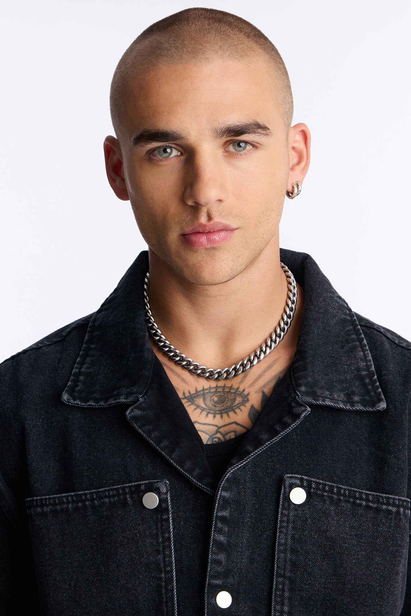 Boxy Utility Snap Panel Button Up Shirt - Black Wash - Image 3