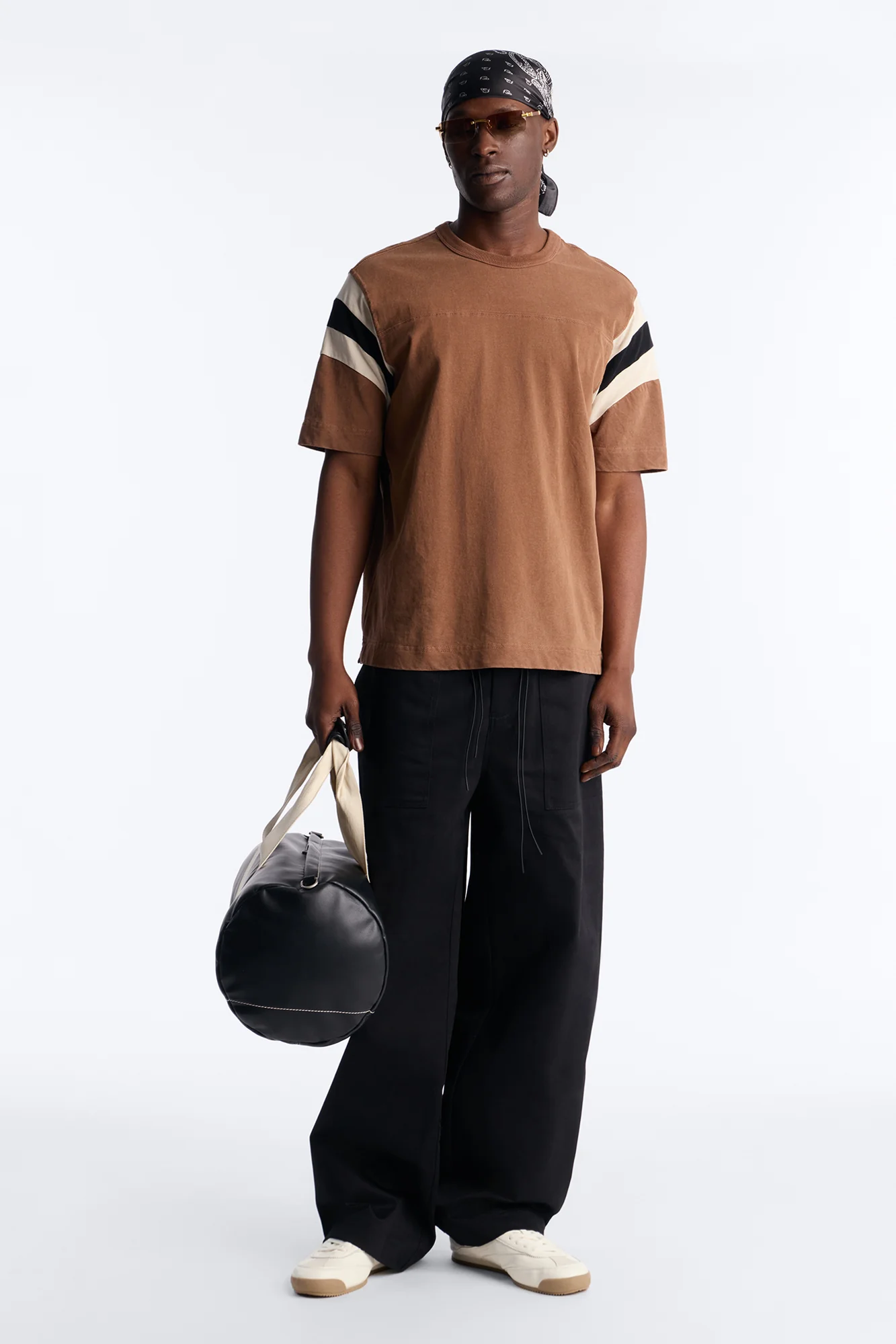 Boxy Varsity Stripe Tee - Brown/combo - Image 2
