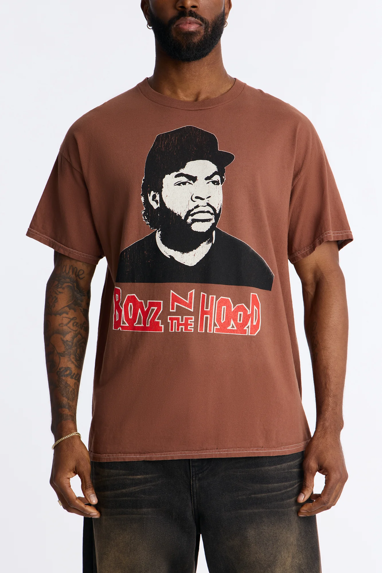 Boyz N The Hood W'Sup Oversized Short Sleeve Tee - Brown - Image 3