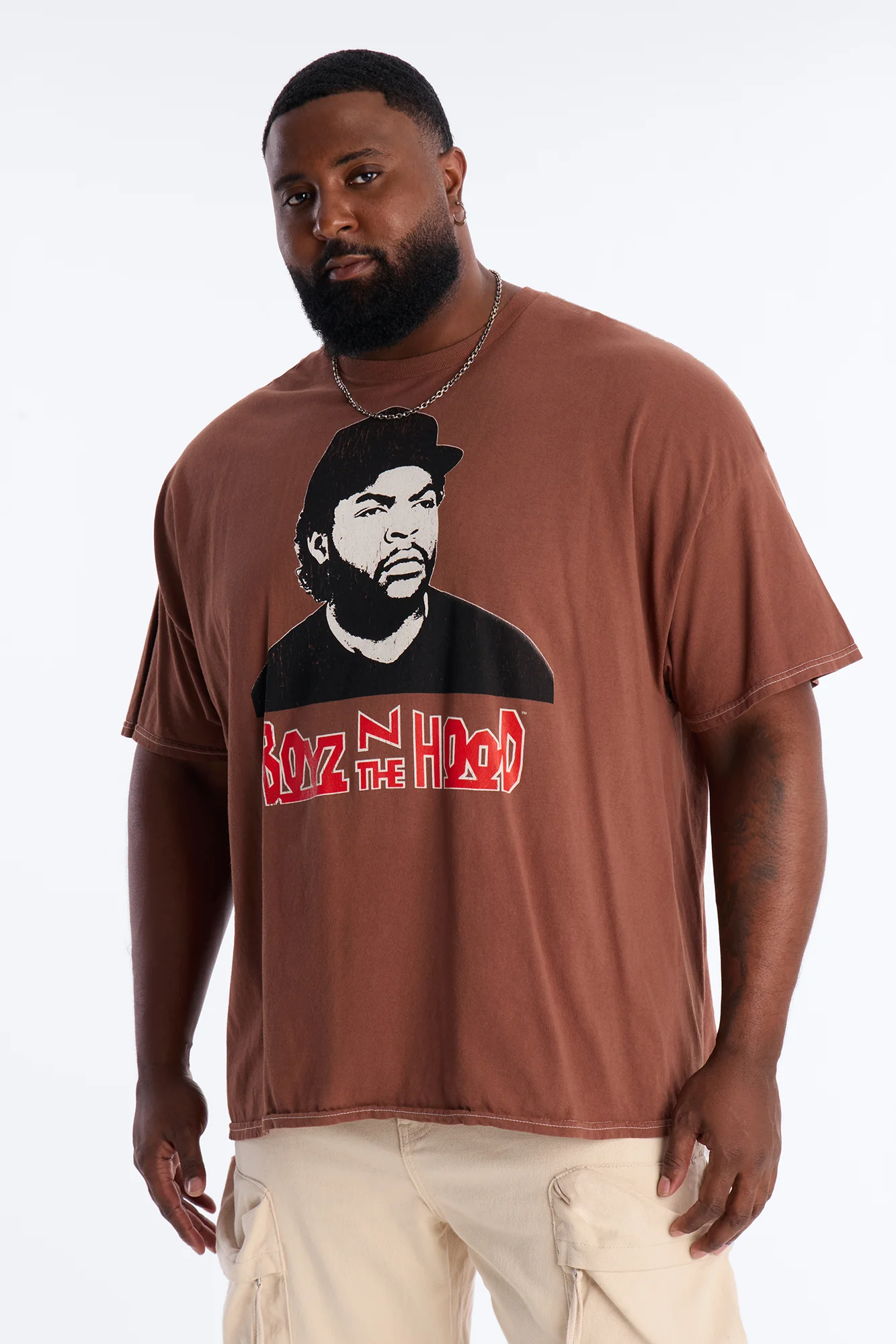 Boyz N The Hood W'Sup Oversized Short Sleeve Tee - Brown - Image 4