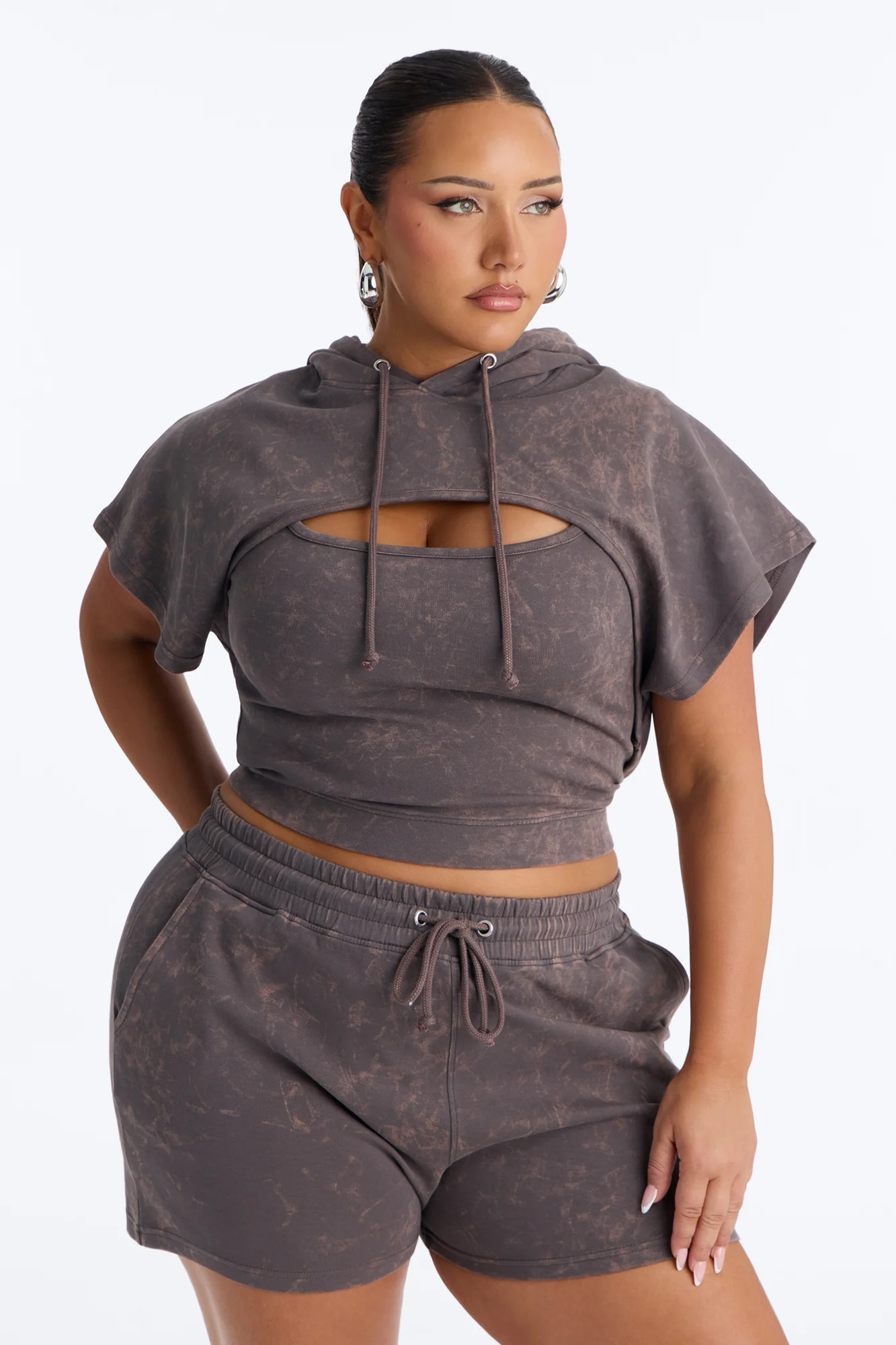 Braelyn Bolero 3 Piece Short Set - Brown - Image 5
