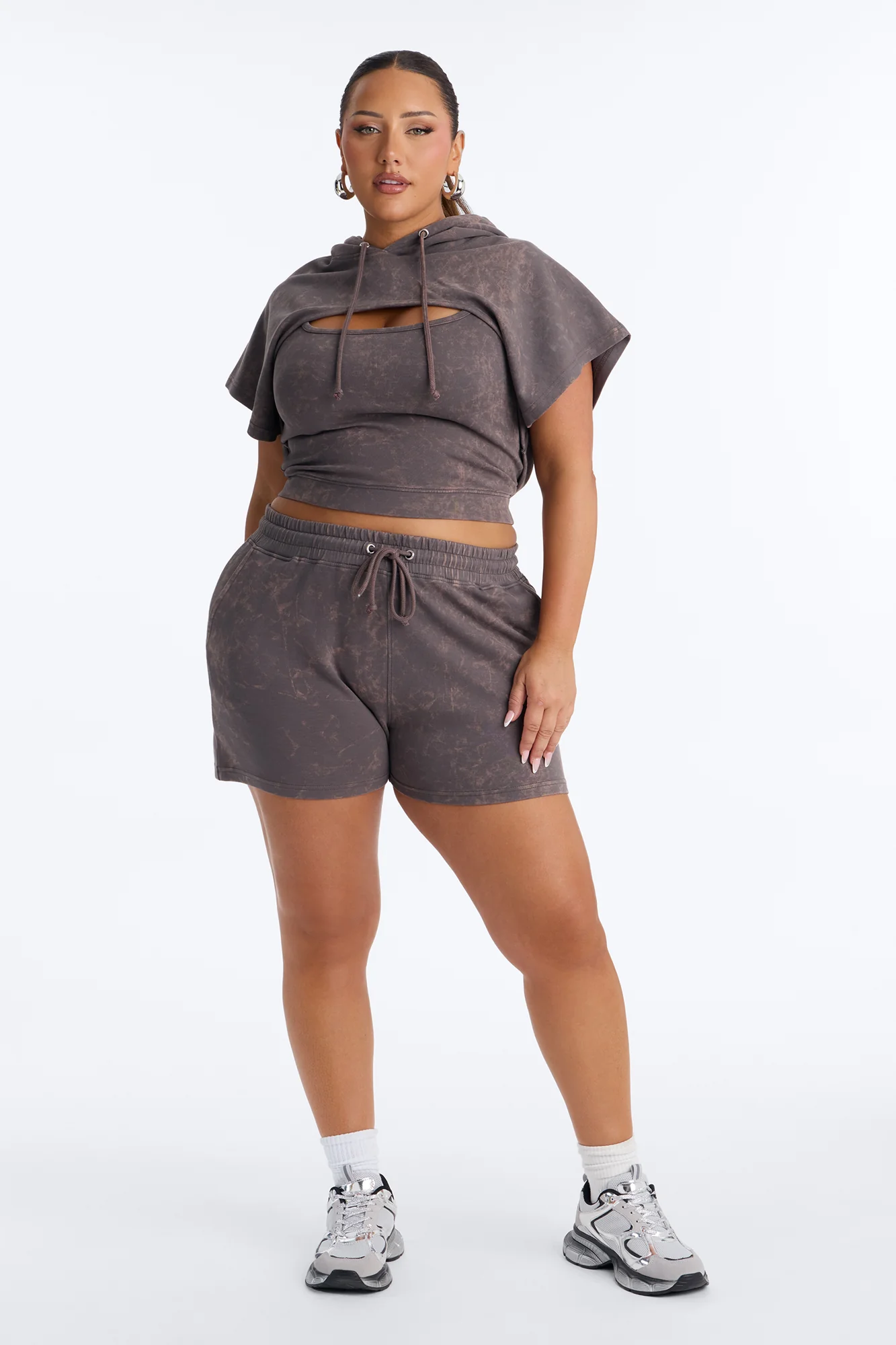 Braelyn Bolero 3 Piece Short Set - Brown - Image 6